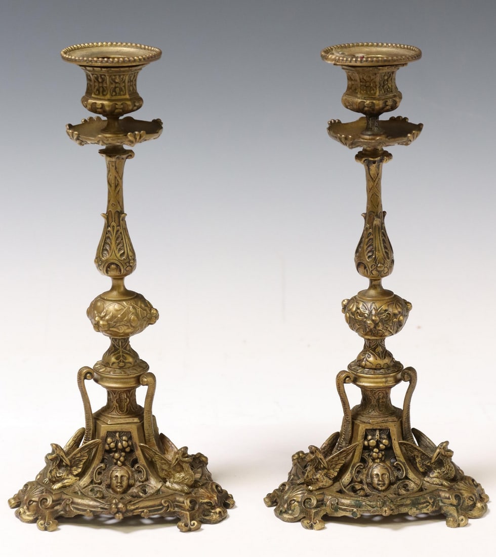 (2) FRENCH RENAISSANCE REVIVAL CANDLESTICKS (1 of 4)