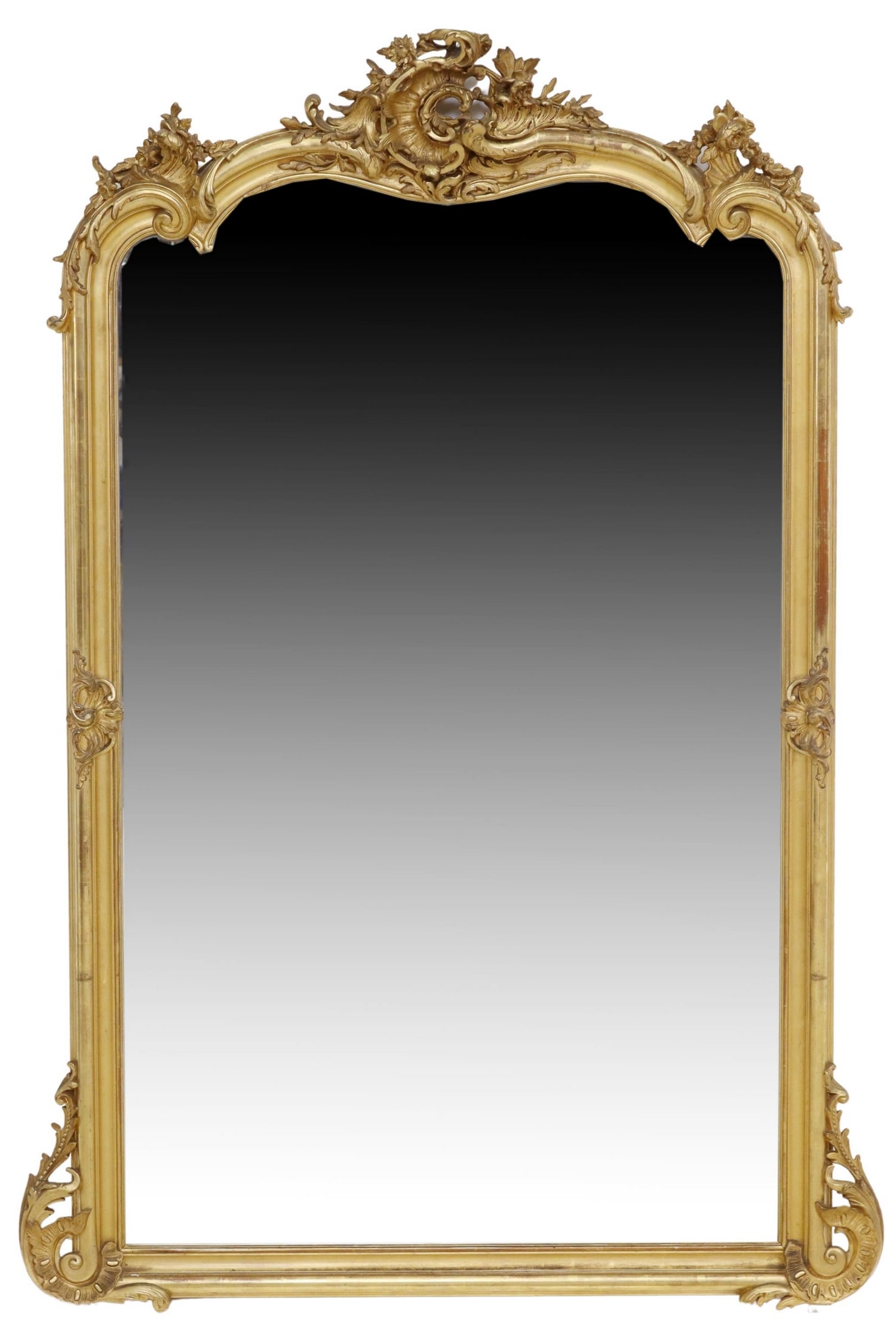 FRENCH LOUIS XV STYLE GILTWOOD BEVELED MIRROR (1 of 3)