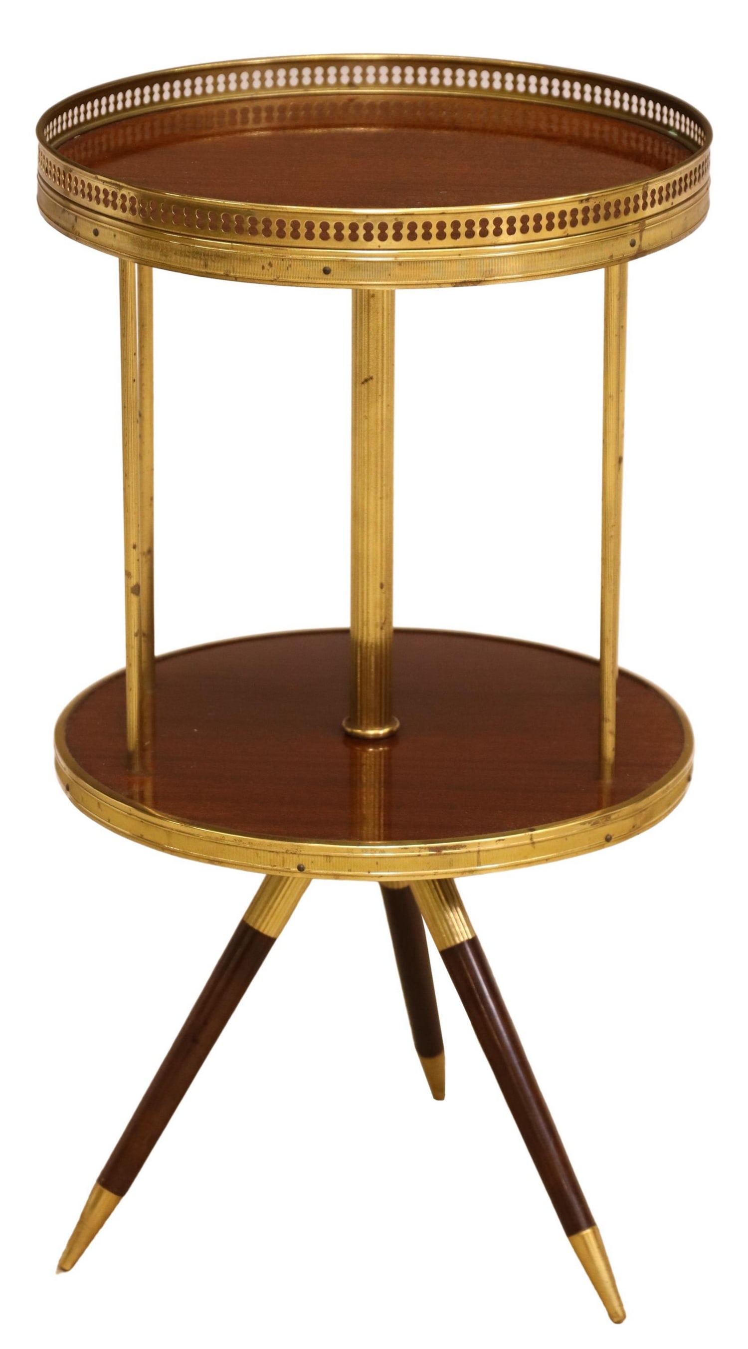 LOUIS XVI STYLE MAHOGANY GILT METAL PEDESTAL TABLE (1 of 3)