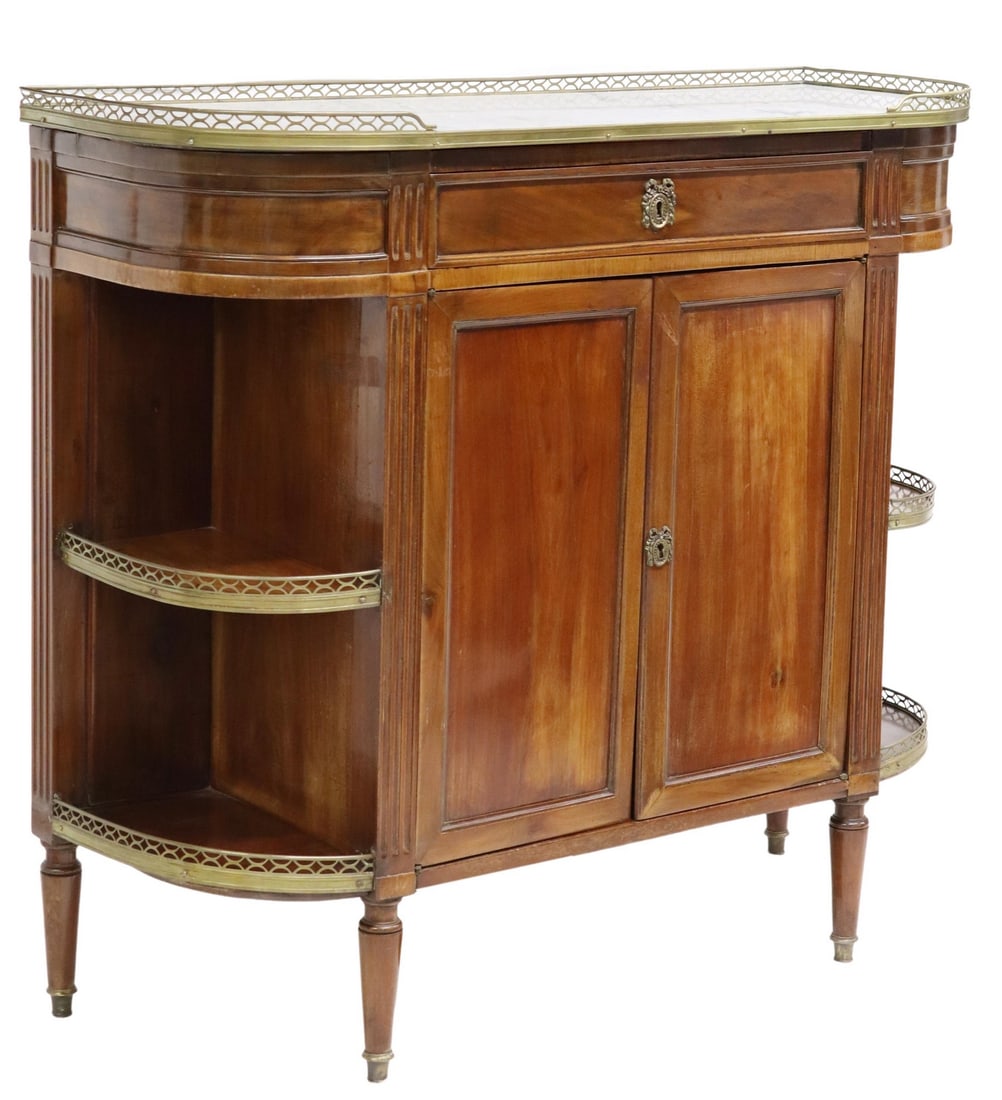 FRENCH LOUIS XVI STYLE MARBLE-TOP DEMILUNE SERVER (1 of 7)