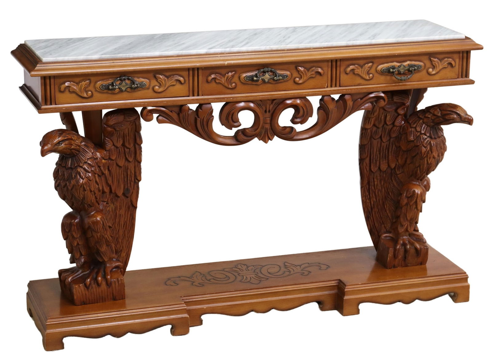 CONTINENTAL MARBLE-TOP CARVED EAGLE CONSOLE TABLE (1 of 5)