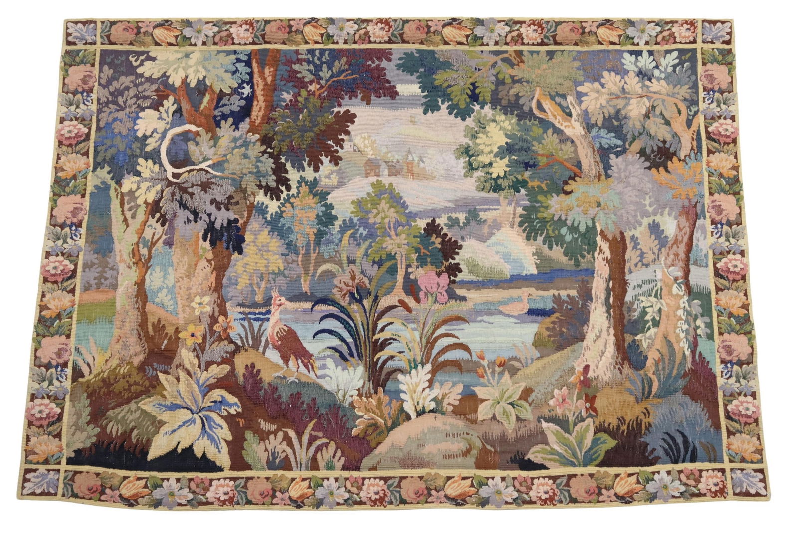 AUBUSSON STYLE HAND-WOVEN VERDURE TAPESTRY (1 of 4)
