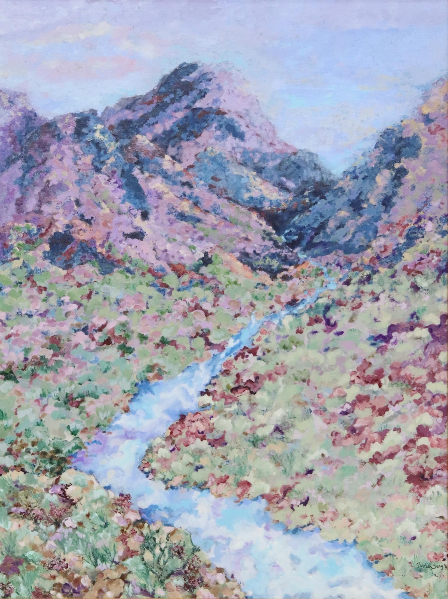 JUDITH L. SEAY (B.1949) RIVER LANDSCAPE, 48" X 36" (1 of 4)