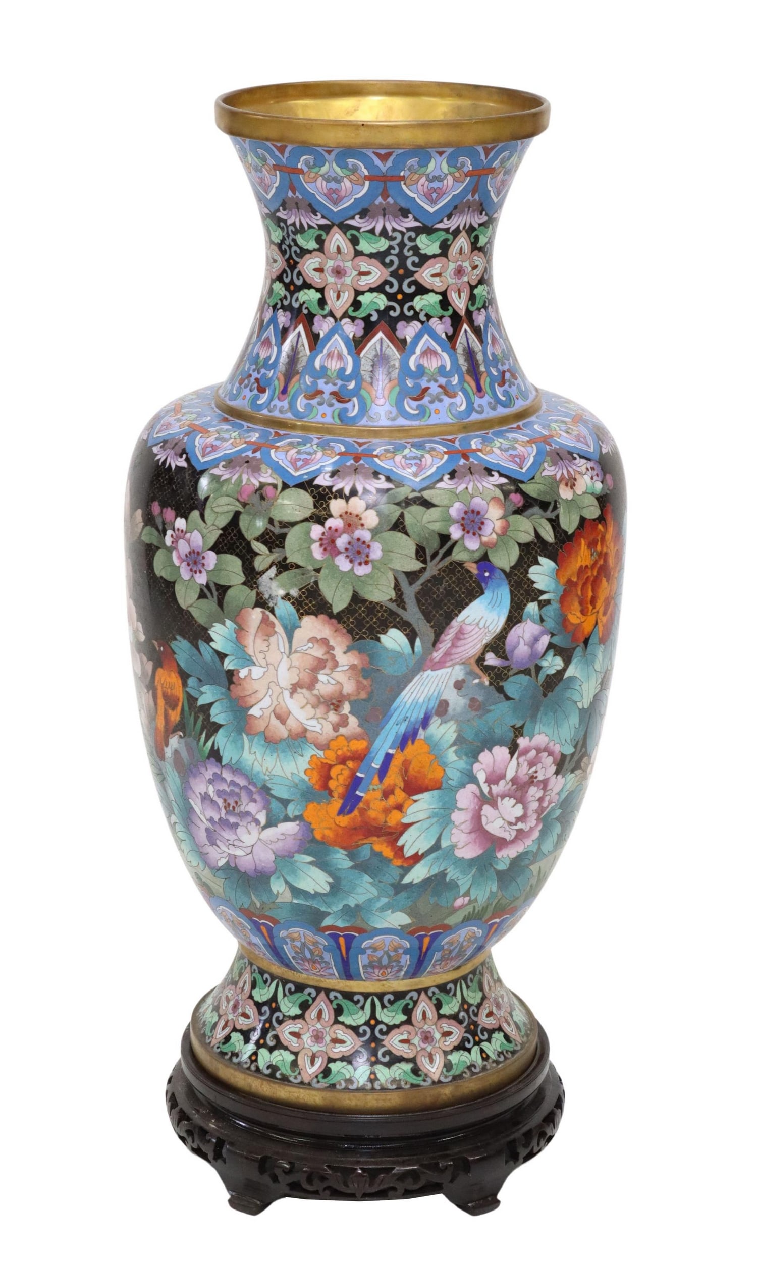LARGE CHINESE CLOISONNE VASE WITH STAND, 30"H (1 of 4)