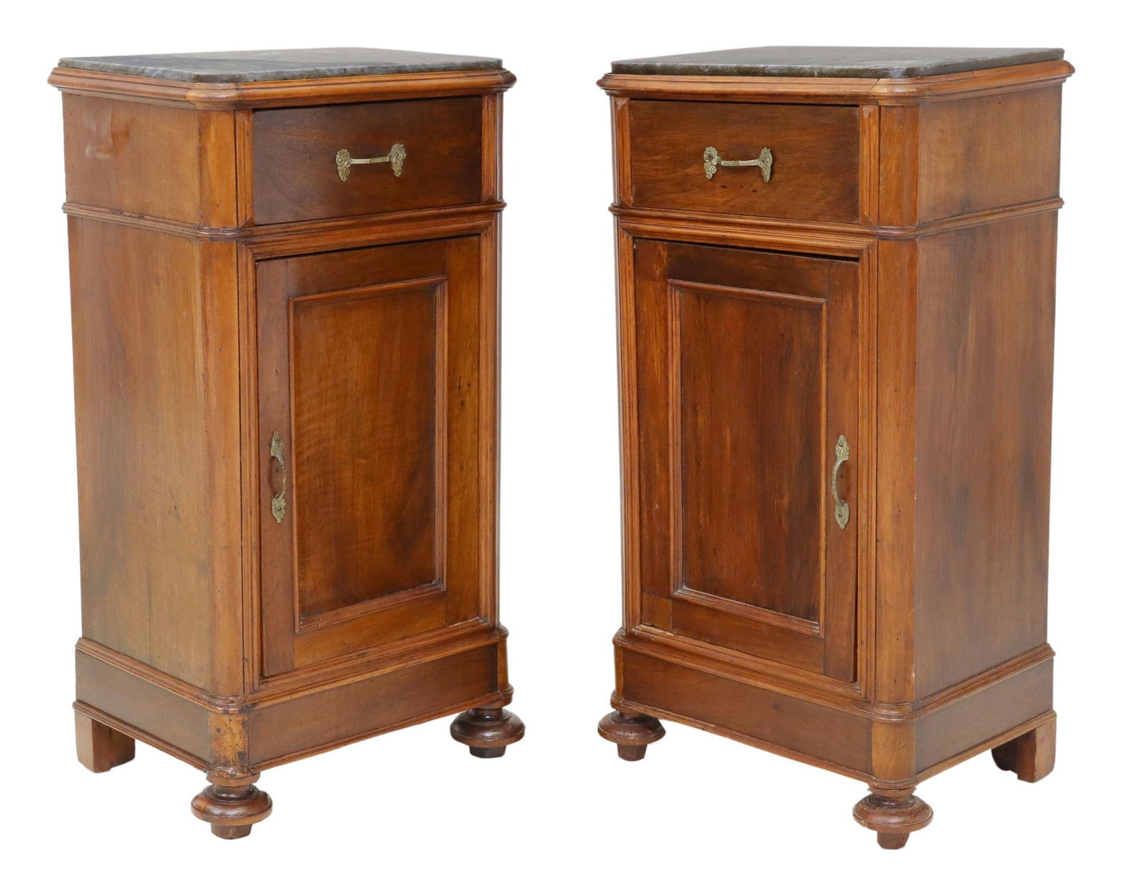 (2) ITALIAN MARBLE-TOP BEDSIDE CABINETS, 19TH C. (1 of 6)