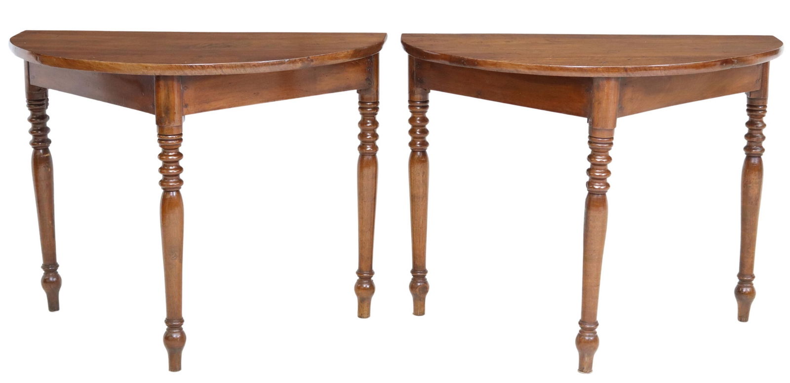 (2) CONTINENTAL DEMILUNE TABLES ON TURNED LEGS (1 of 5)