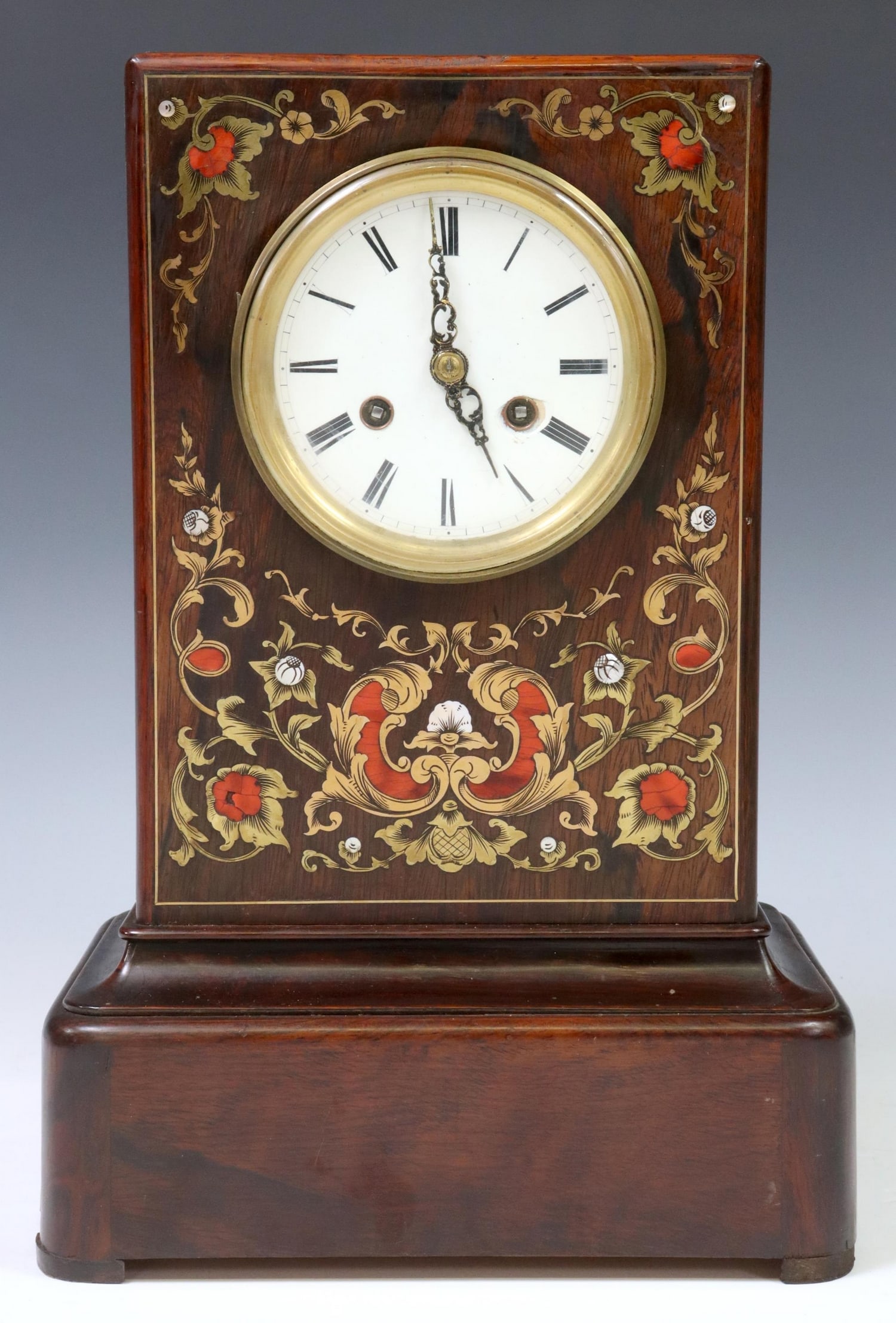 FRENCH INLAID ROSEWOOD CASE PORTICO CLOCK (1 of 6)