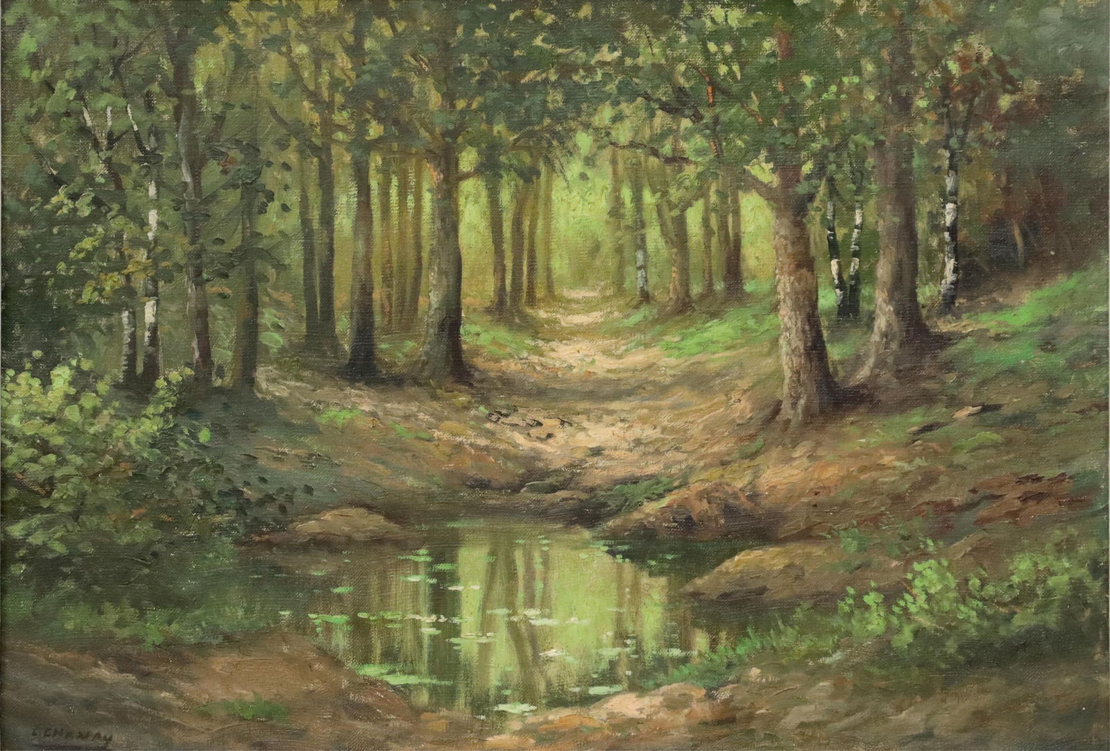 LUCIEN CHANAY (20TH C.) PAINTING FOREST LANDSCAPE (1 of 4)