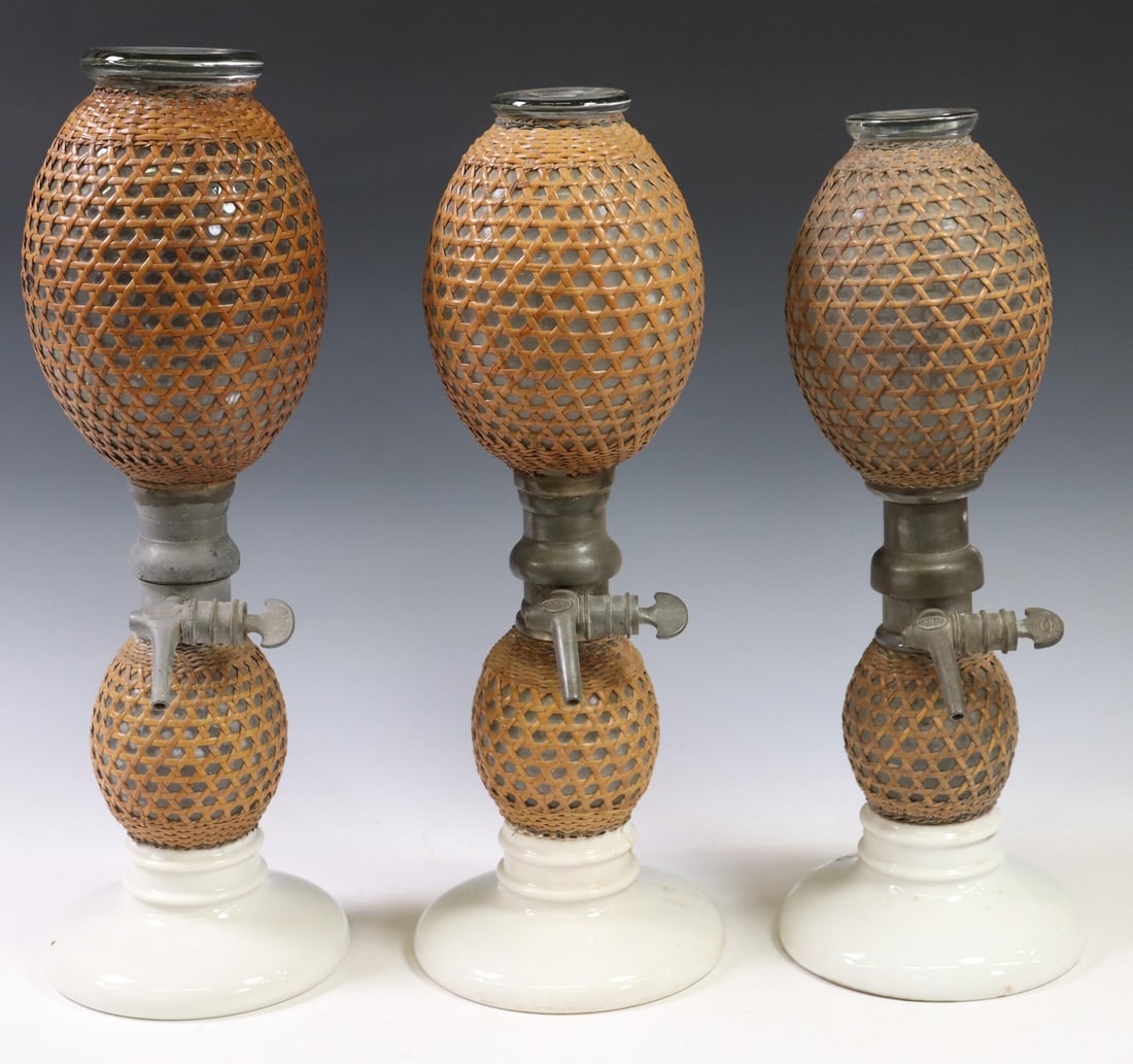 (3) FRENCH CANE-WRAPPED GLASS SELTZER BOTTLES (1 of 4)