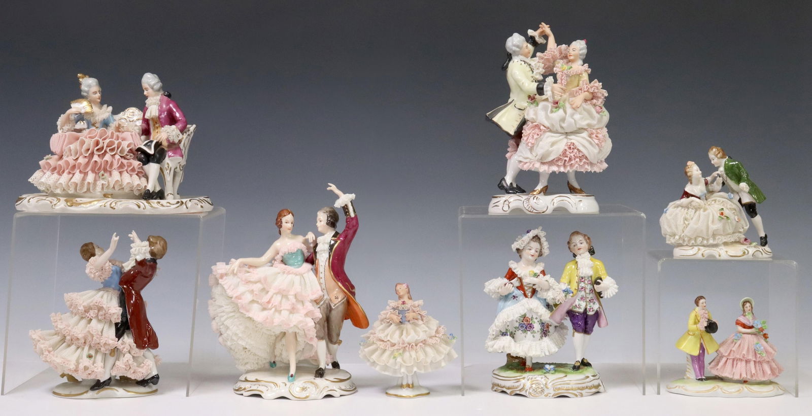 (8) DRESDEN LACE PORCELAIN FIGURES (1 of 14)