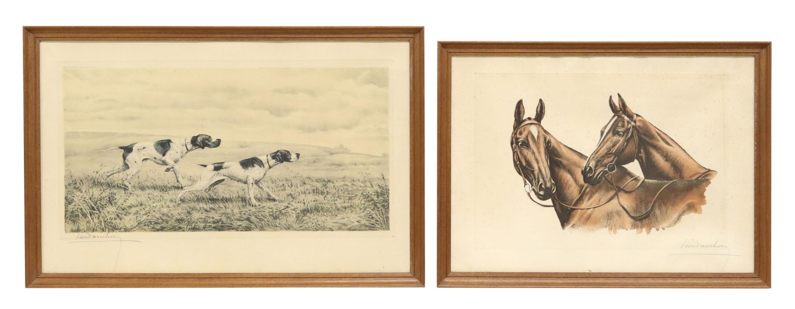 (2) LEON DANCHIN SIGNED PRINTS HORSES & POINTERS (1 of 6)