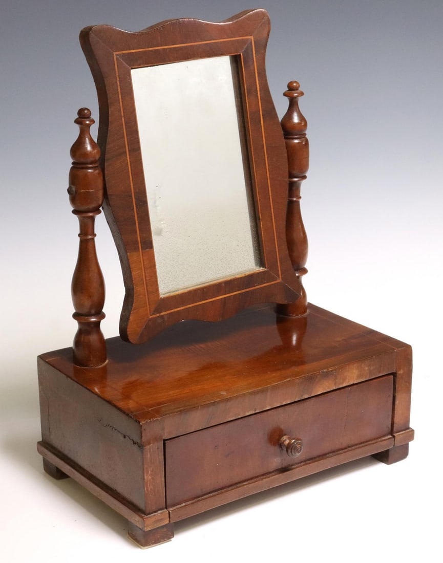 MAHOGANY TABLETOP SHAVING OR VANITY MIRROR (1 of 3)