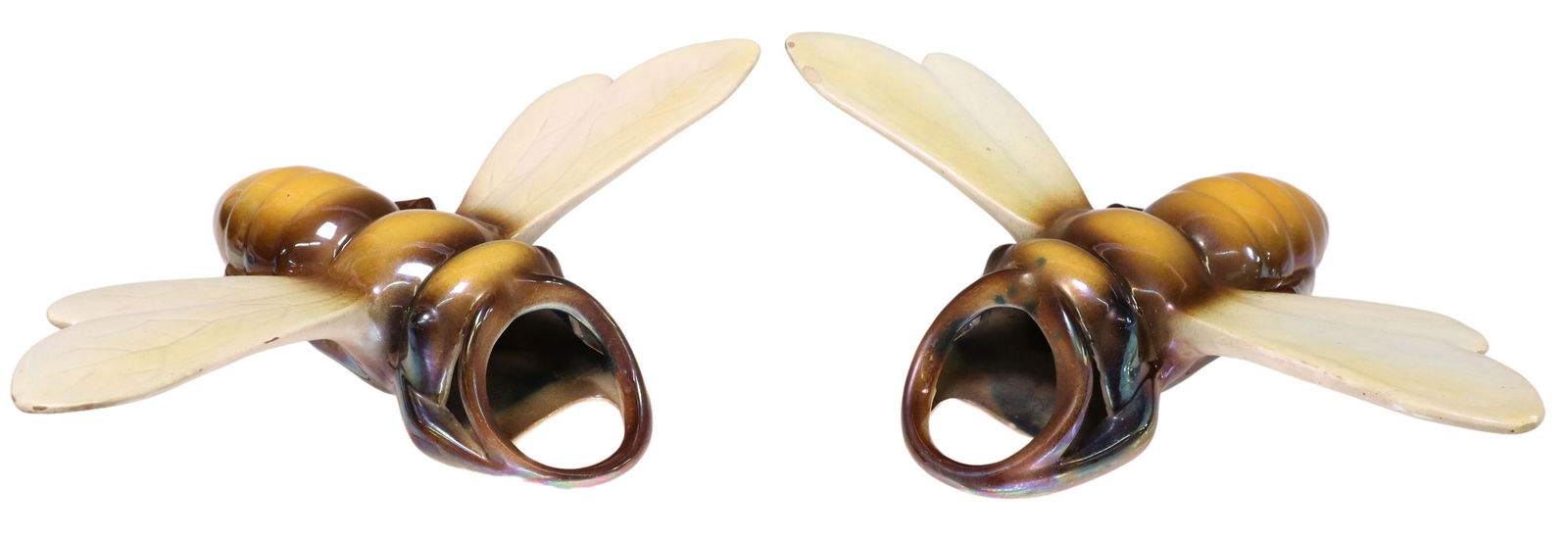 (2) FRENCH FAIENCE CERAMIC CICADA WALL POCKETS (1 of 3)