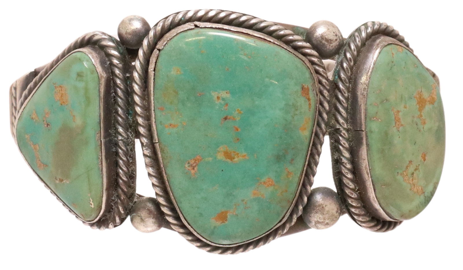 SIGNED ESTHER NAVAJO SILVER & TURQUOISE CUFF (1 of 5)