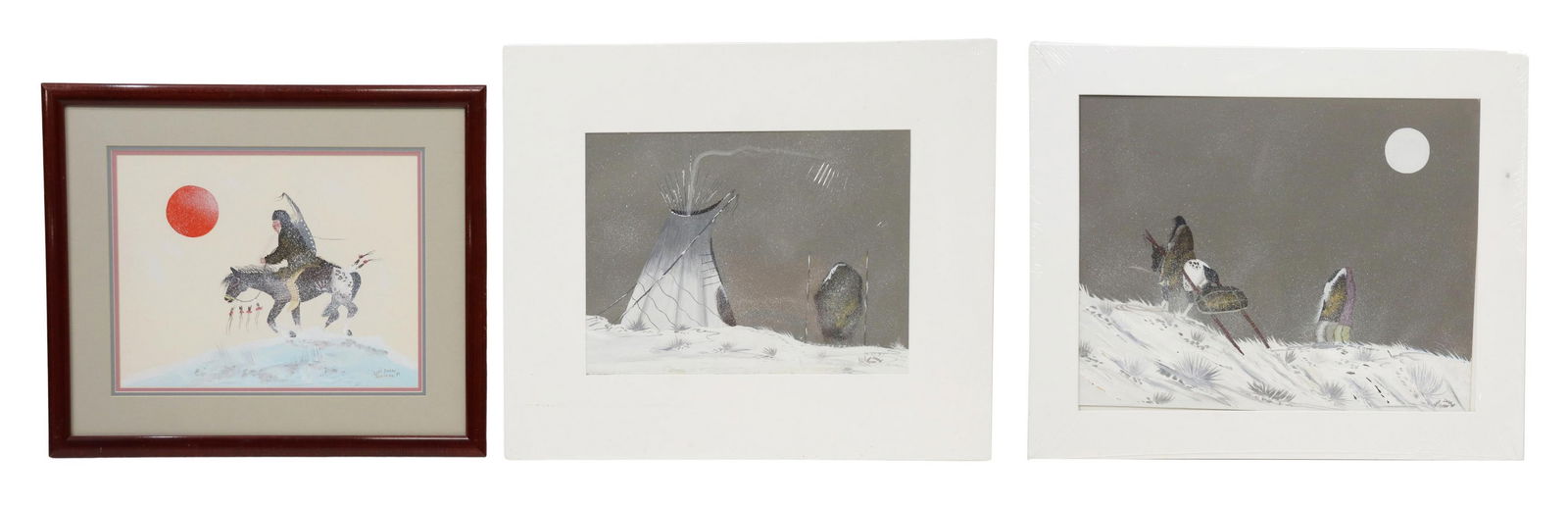 (3) GERI DARBY NATIVE AMERICAN GOUACHE PAINTINGS (1 of 6)