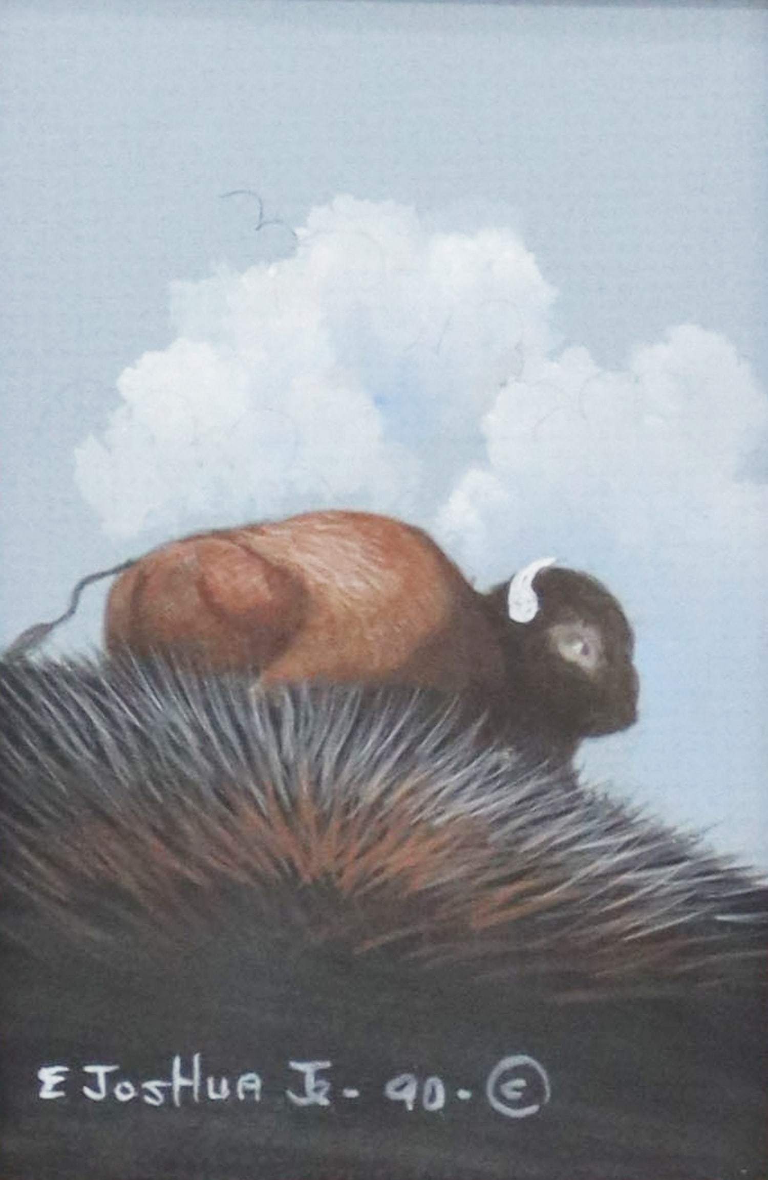 EDMOND JOSHUA JR. (1936-2005) BISON PAINTING (1 of 3)