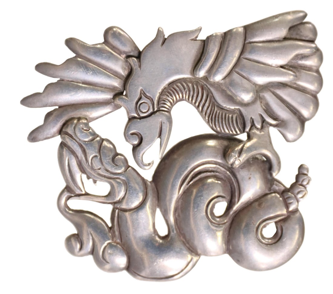 WILLIAM SPRATLING SILVER EAGLE & SERPENT BROOCH (1 of 3)