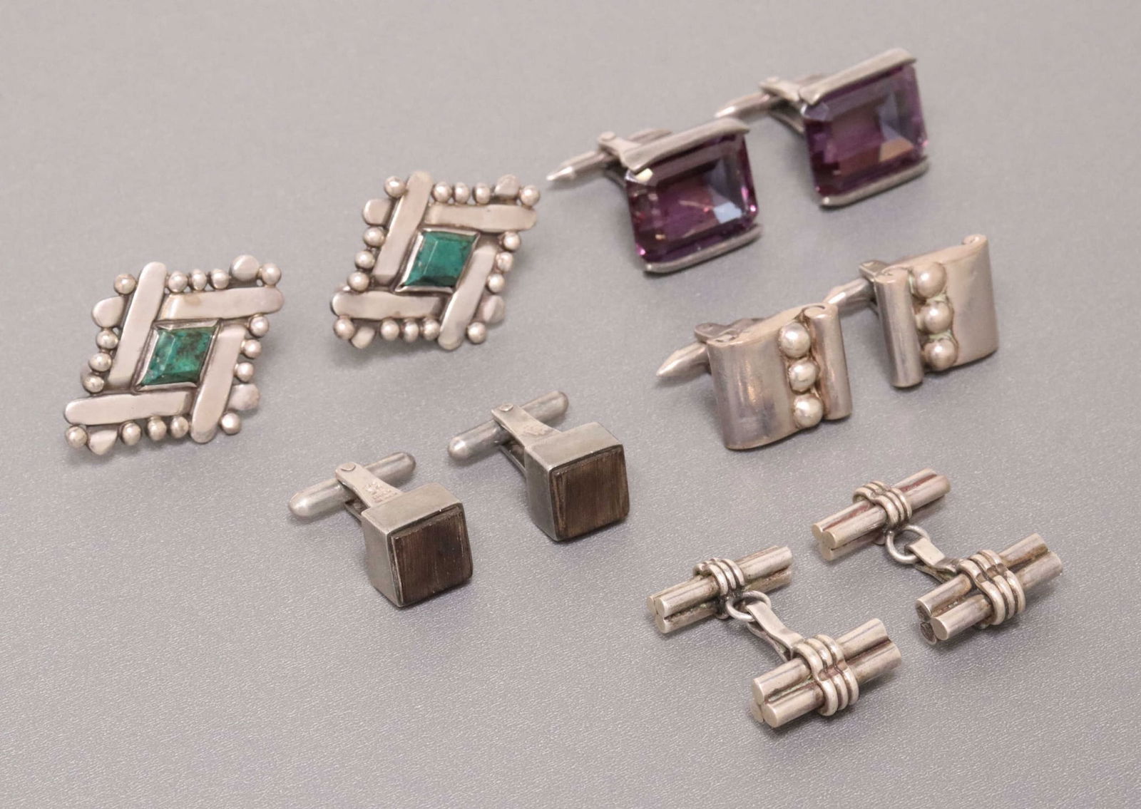 (5PR) HECTOR AGUILAR MEXICO 940 SILVER CUFFLINKS (1 of 6)