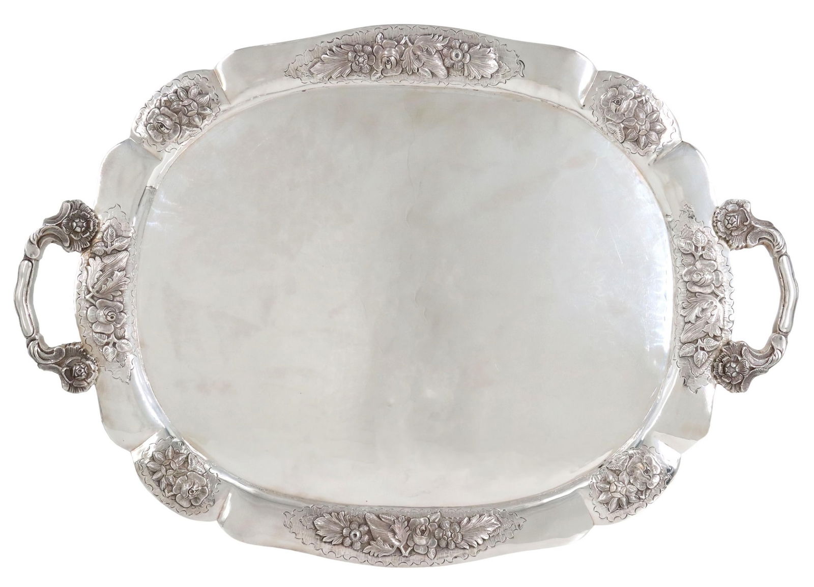 LARGE SANBORNS STERLING HANDLED TRAY, MEXICO (1 of 4)