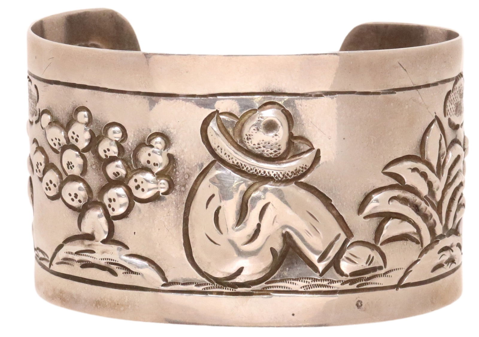 SANBORNS STERLING SILVER SIESTA MAN CUFF BRACELET (1 of 5)