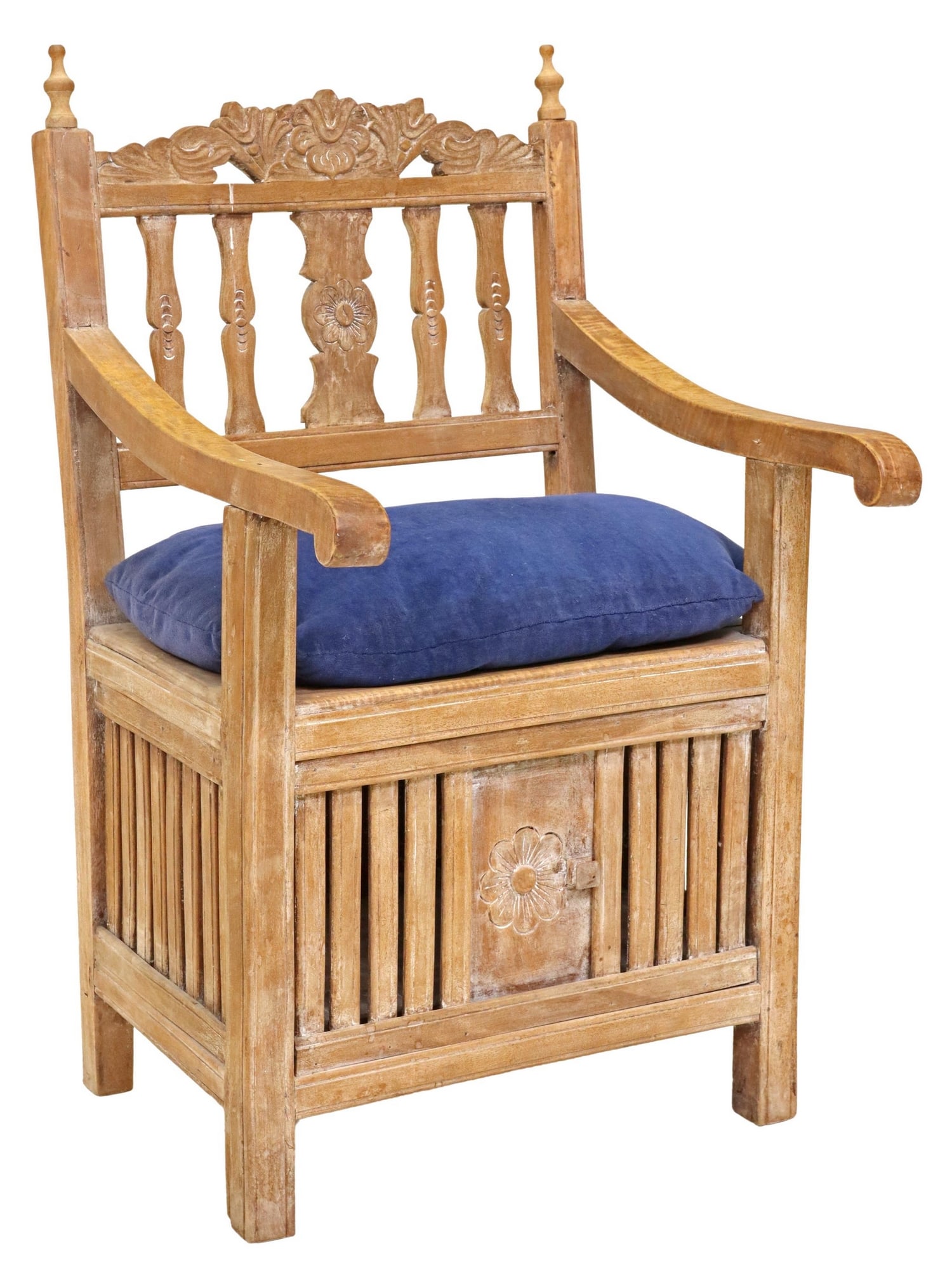 MEXICAN HACIENDA STYLE CARVED STORAGE CHAIR (1 of 3)