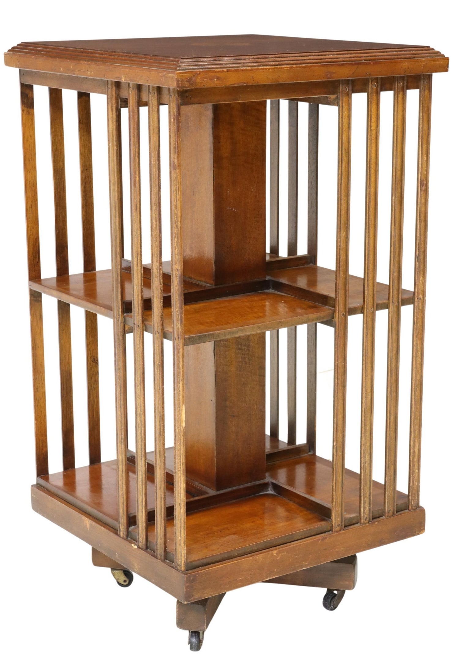 ENGLISH MARQUETRY ROTATING LIBRARY BOOKSTAND (1 of 4)