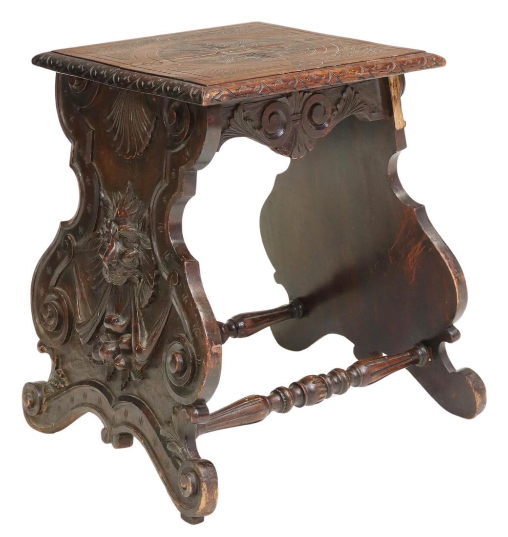 RENAISSANCE REVIVAL OAK CARVED SIDE TABLE (1 of 4)
