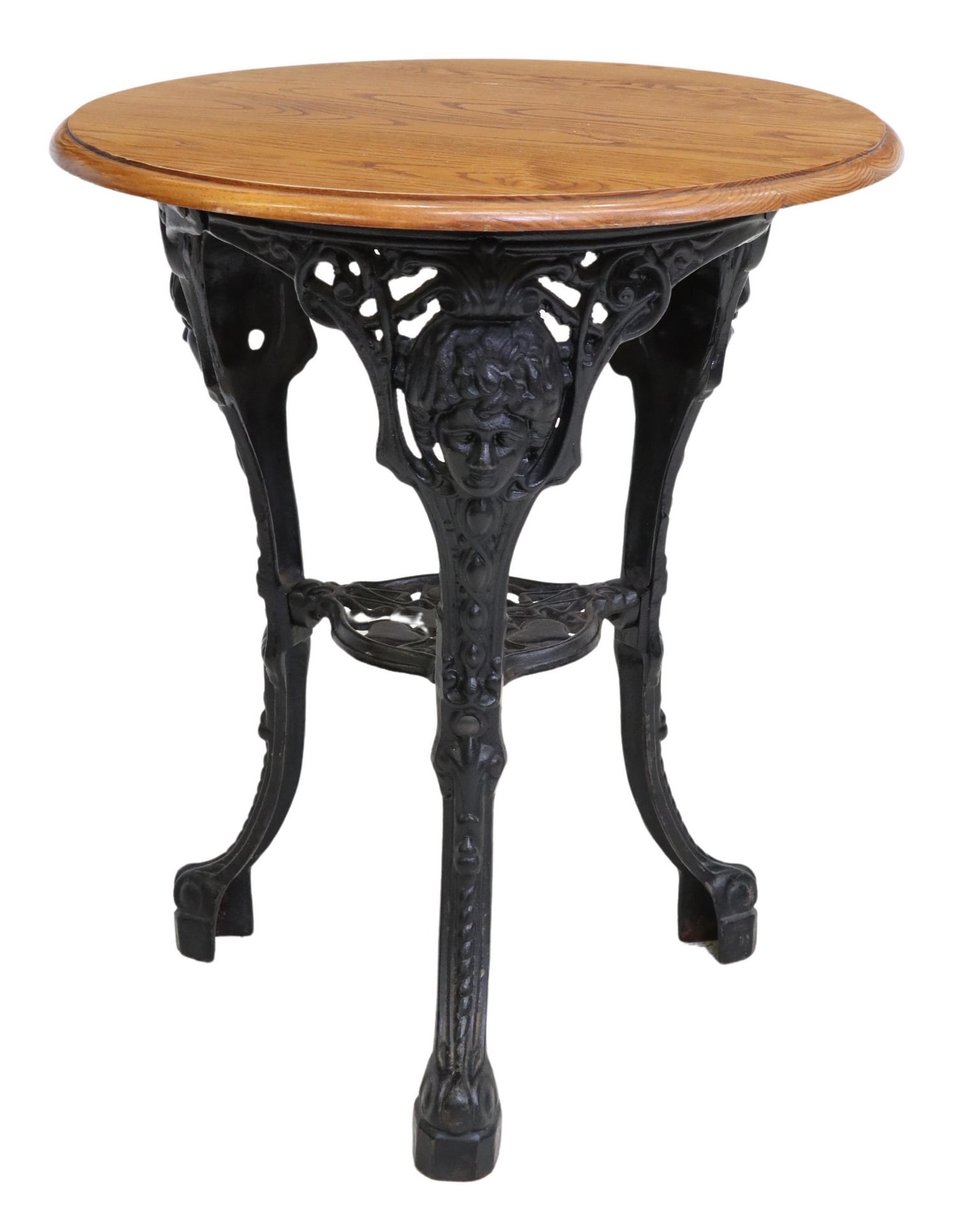 ENGLISH OAK & CAST IRON PUB TABLE (1 of 4)