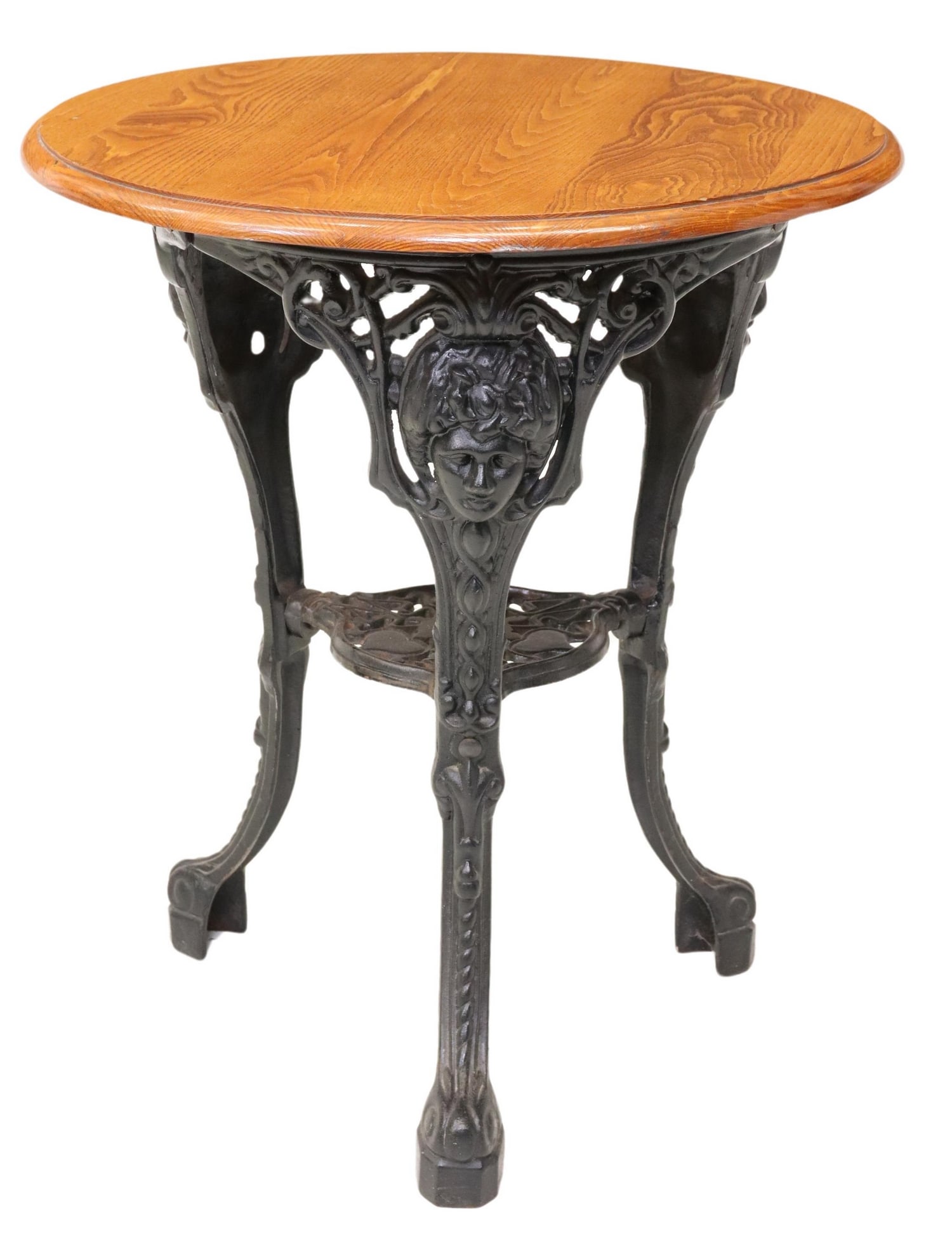 ENGLISH OAK & CAST IRON PUB TABLE (1 of 4)