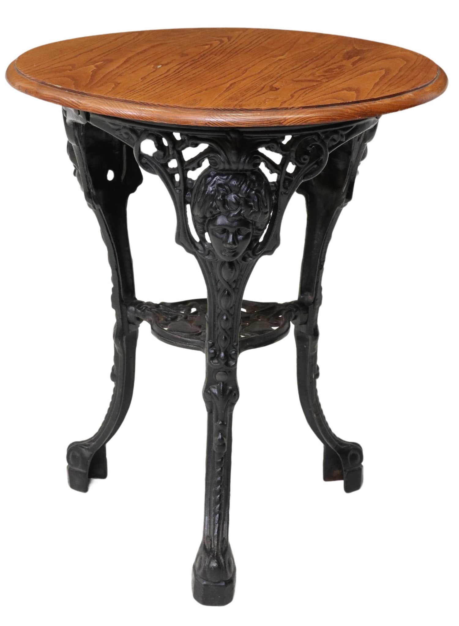 ENGLISH OAK & CAST IRON PUB TABLE (1 of 4)