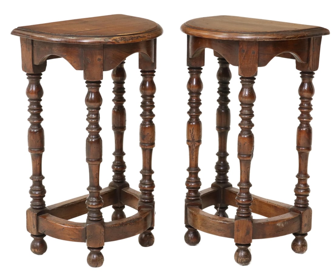 (2) ENGLISH DEMILUNE TURNED LEG SIDE TABLES (1 of 4)