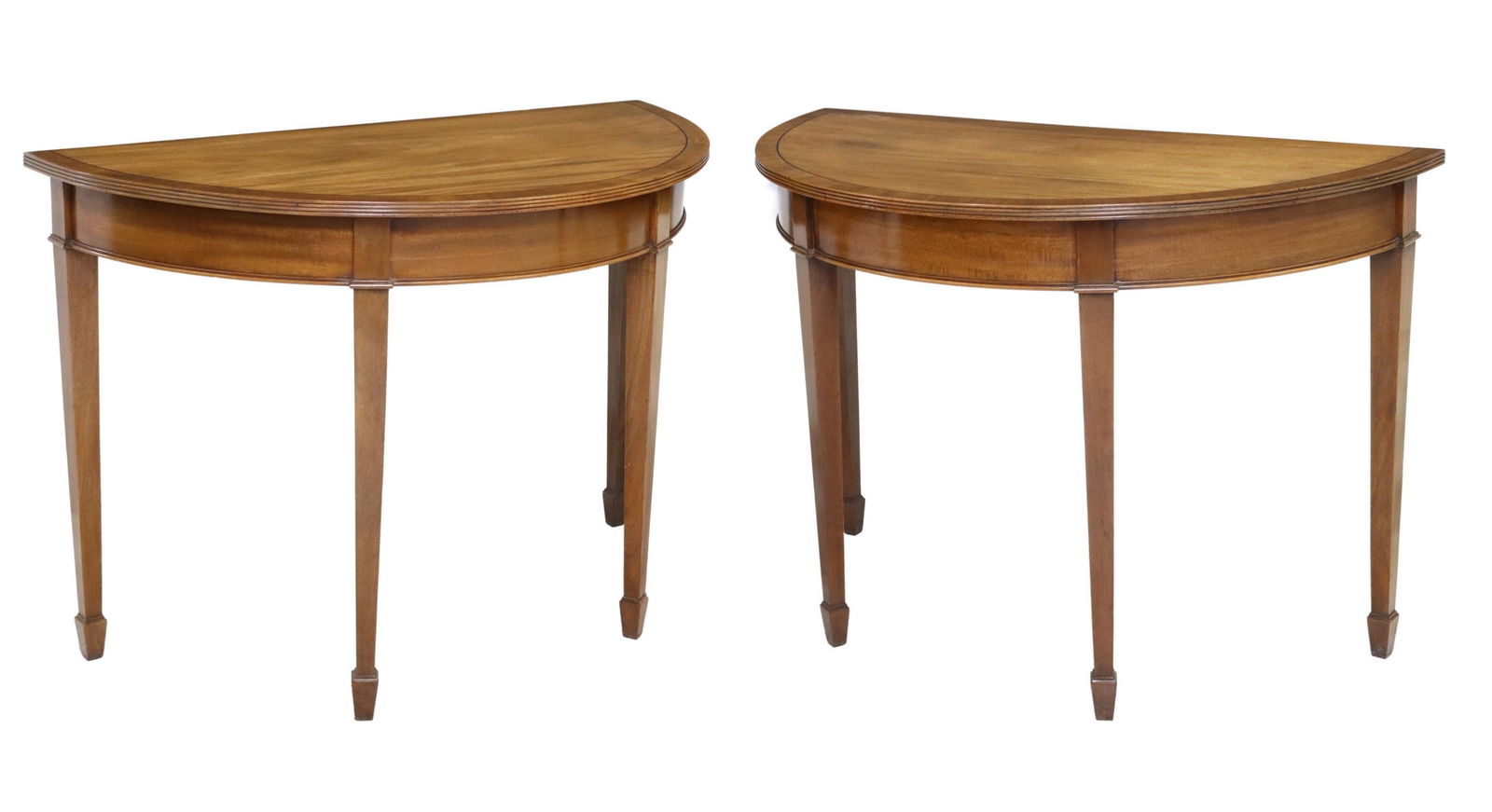 (2) ENGLISH MAHOGANY DEMILUNE CONSOLE TABLES (1 of 5)