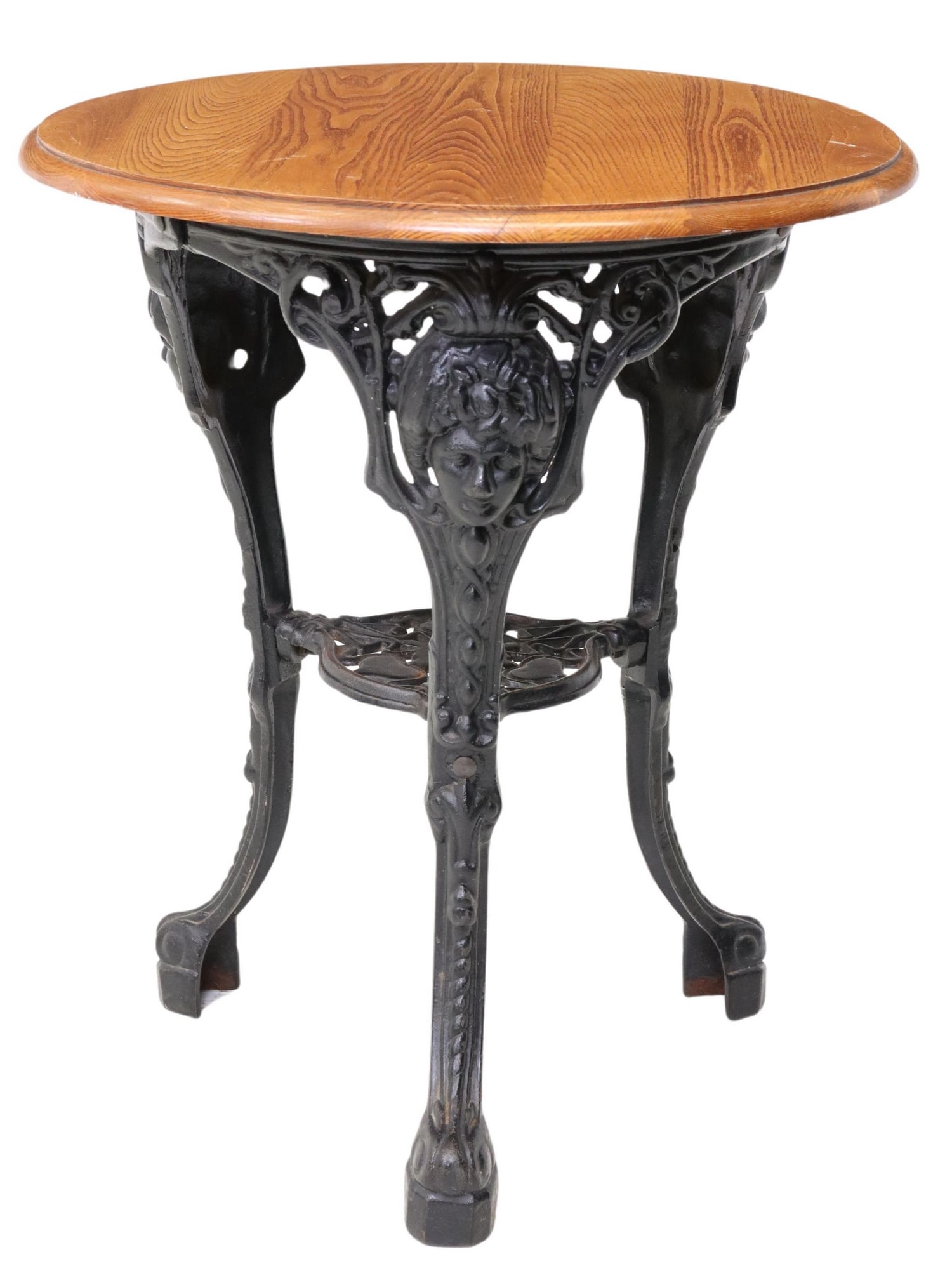 ENGLISH OAK & CAST IRON PUB TABLE (1 of 4)