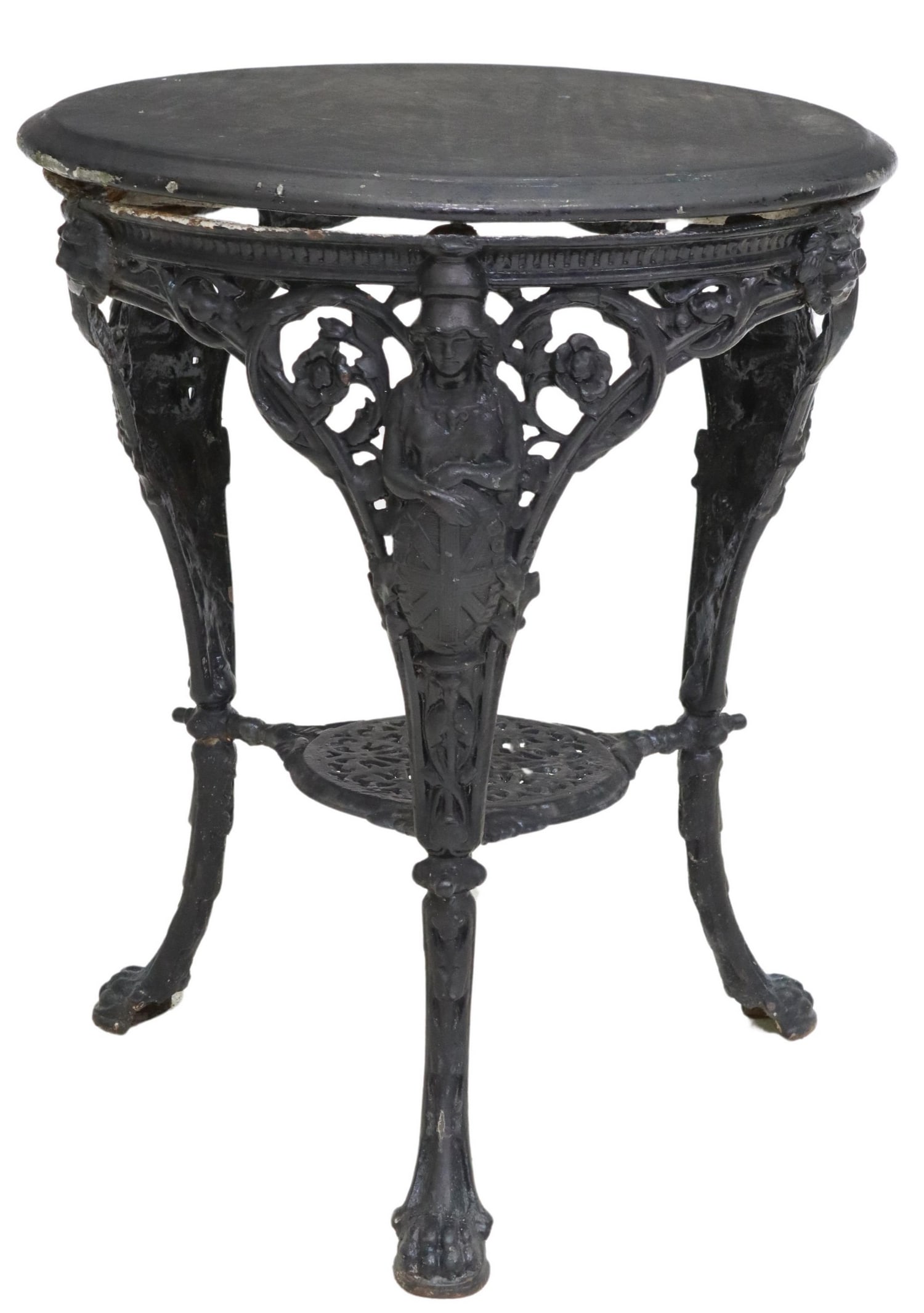 ENGLISH WOOD & CAST IRON BRITANNIA PUB TABLE (1 of 4)