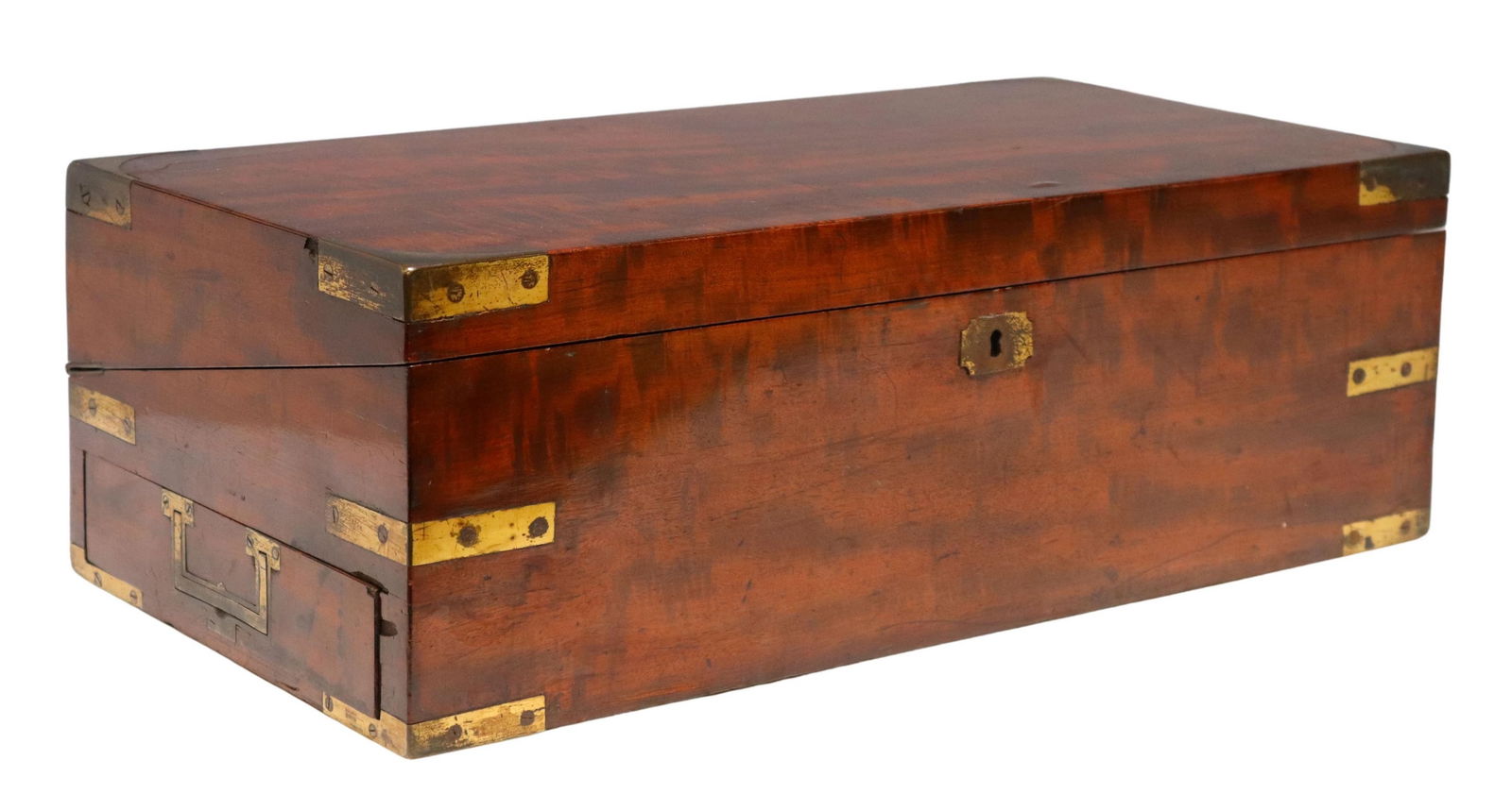 ENGLISH BRASS-MOUNTED MAHOGANY CAMPAIGN DESK (1 of 5)