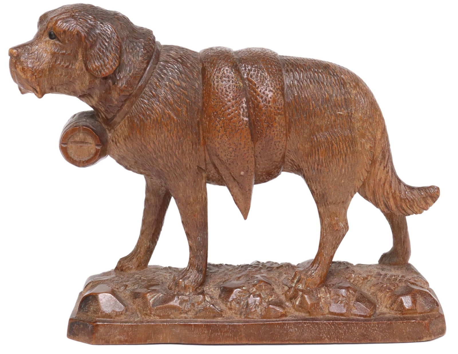 BLACK FOREST CARVED FIGURE OF SAINT BERNARD DOG (1 of 5)