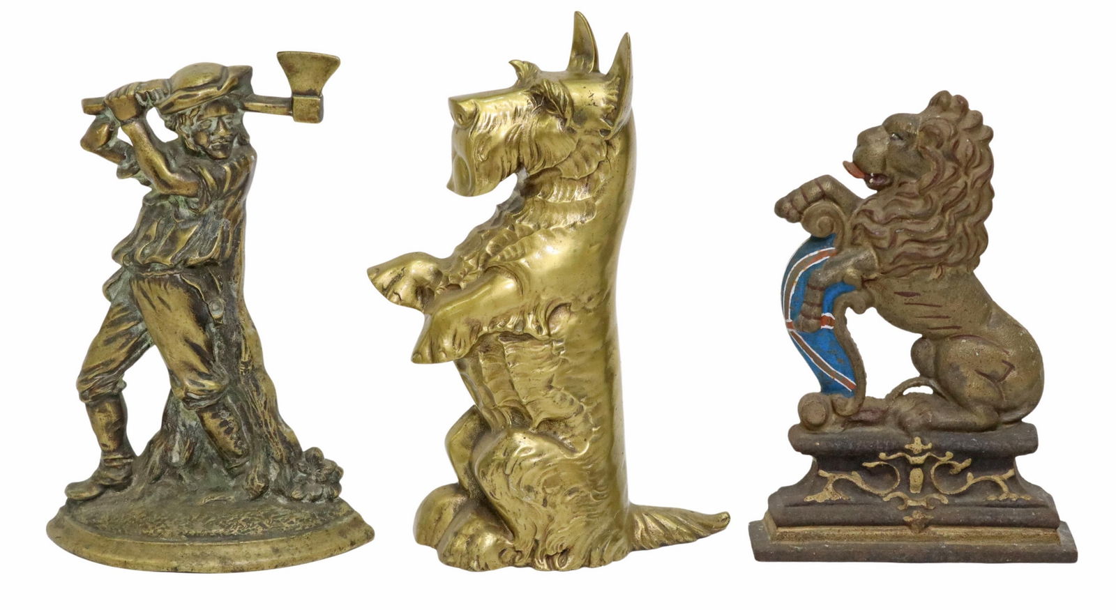 (3) ENGLISH BRASS & CAST IRON FIGURAL DOOR PORTERS (1 of 3)