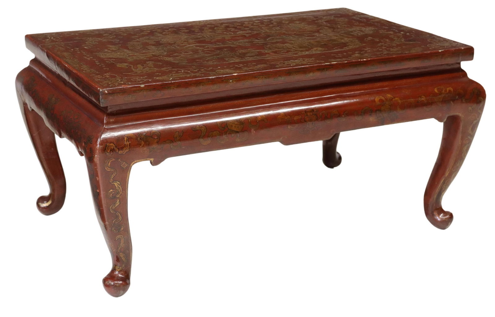 CHINESE PARCEL GILT & RED LACQUERED COFFEE TABLE (1 of 4)