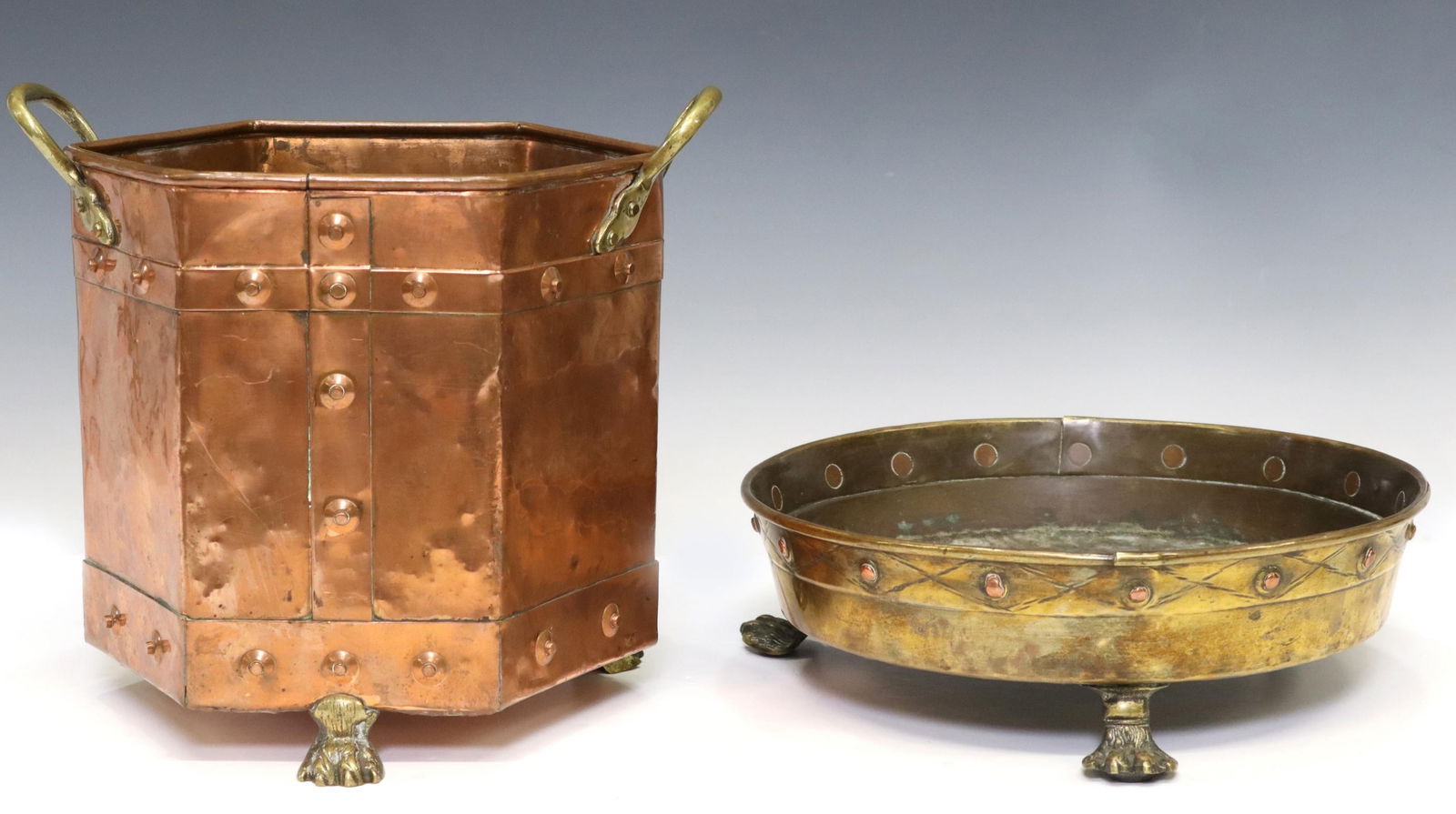 ENGLISH BRASS & COPPER JARDINIERE PLANTERS (1 of 4)