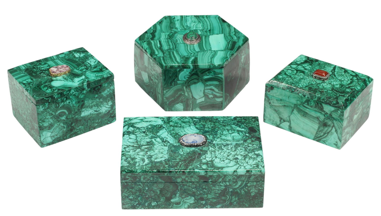 (4) SMALL MALACHITE TABLE BOXES (1 of 4)