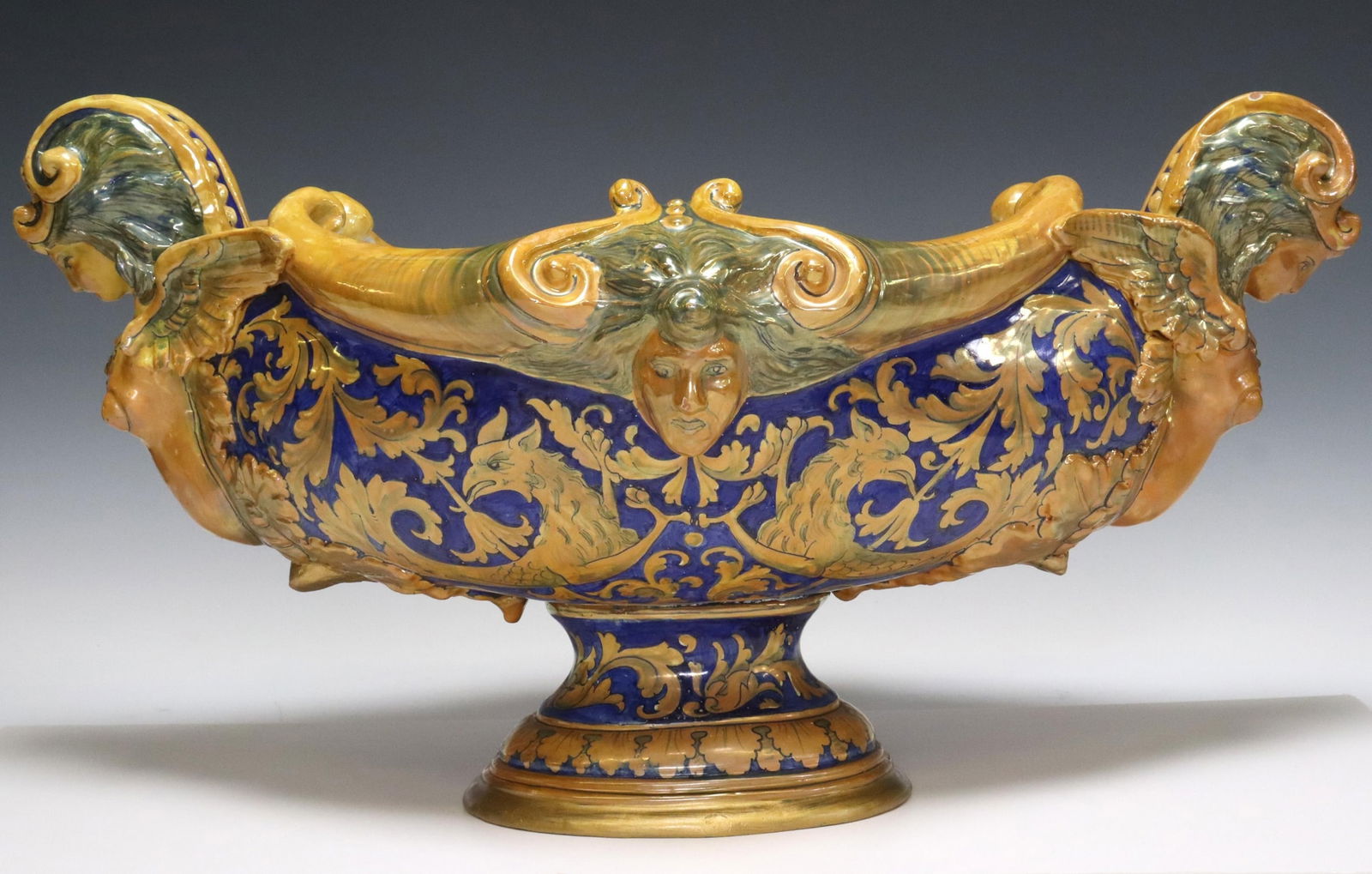 ITALIAN MAJOLICA GOLD-LUSTRE CENTERPIECE BOWL (1 of 5)