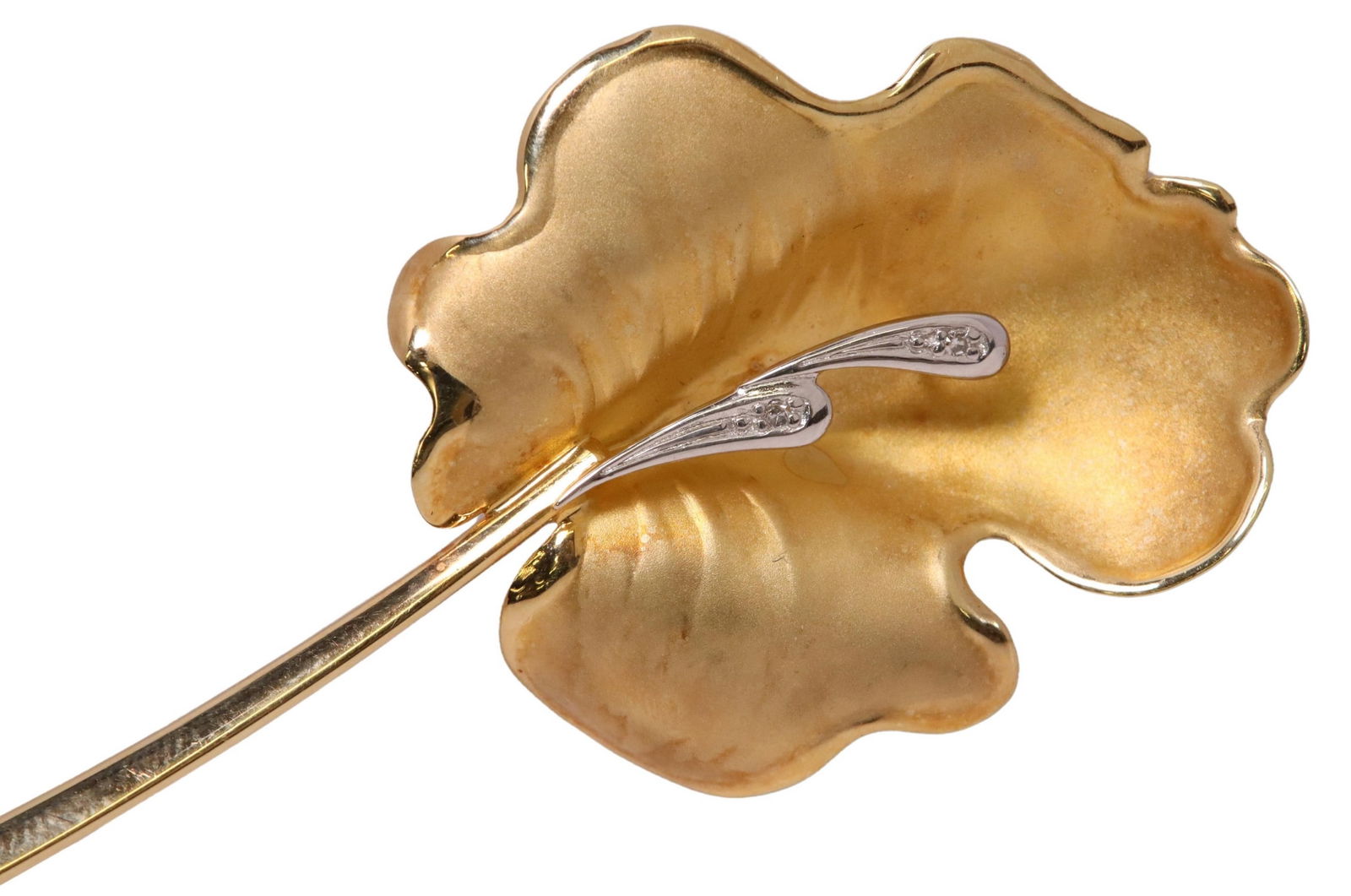 ESTATE FB 14KT TWO-TONE GOLD & DIAMOND BROOCH (1 of 4)