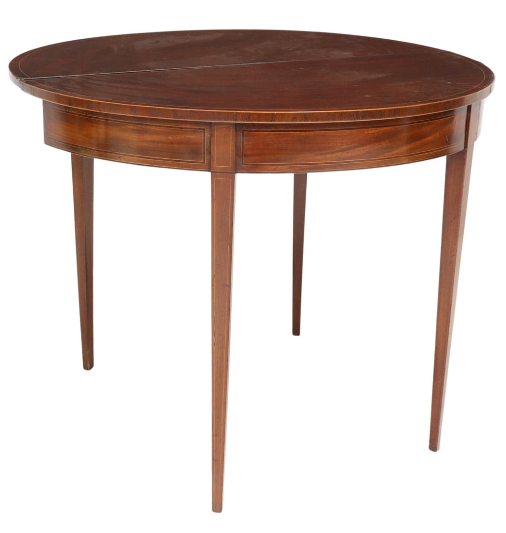 ENGLISH GEORGIAN MAHOGANY DEMILUNE FLIP-TOP TABLE (1 of 6)