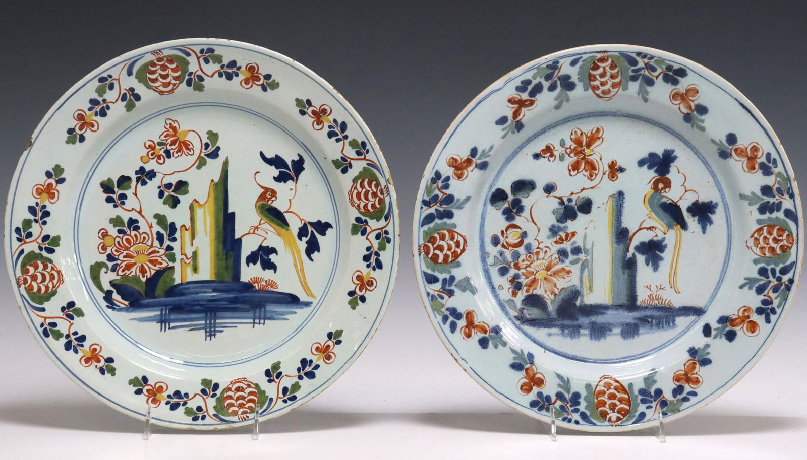 (2) DELFT POLYCHROME TIN-GLAZED BIRD CHARGERS (1 of 2)