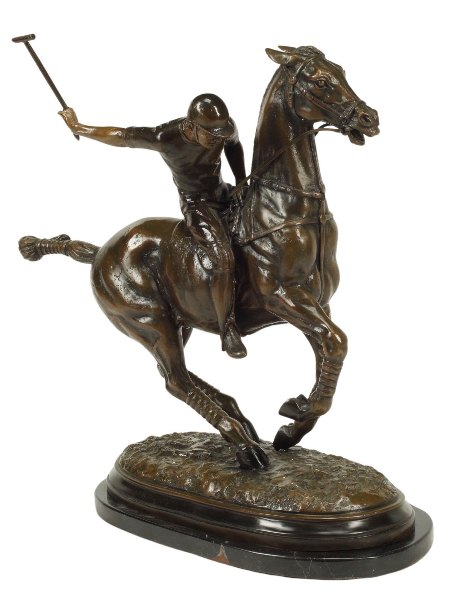 PATINATED BRONZE SCULPTURE POLO PLAYER (1 of 4)