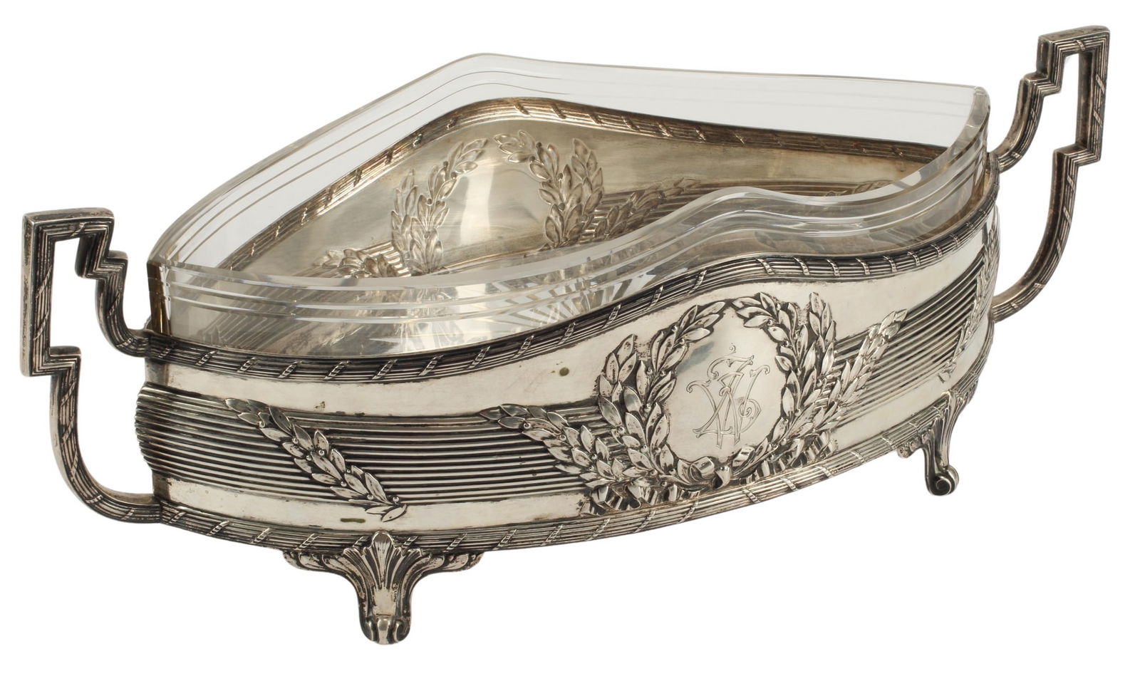 GERMAN 800 SILVER & CUT GLASS PRESENTATION BOWL (1 of 3)