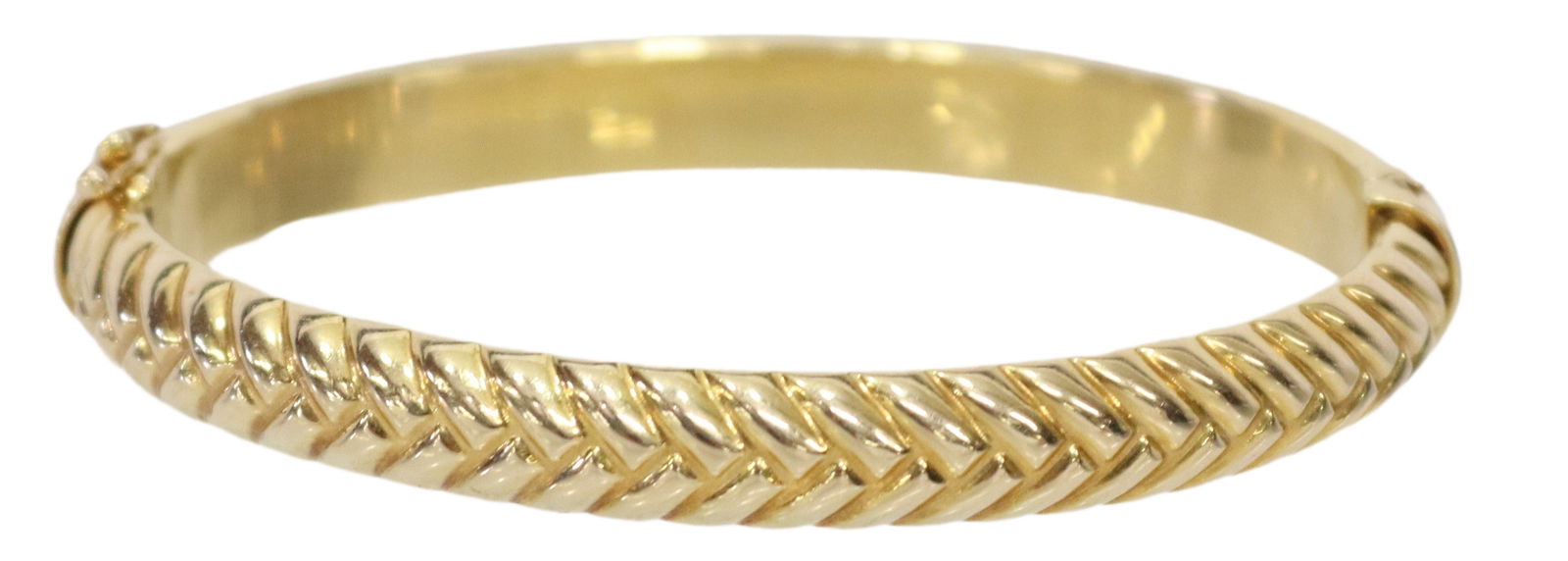 ESTATE ITALIAN 14KT GOLD HINGED BANGLE BRACELET (1 of 5)