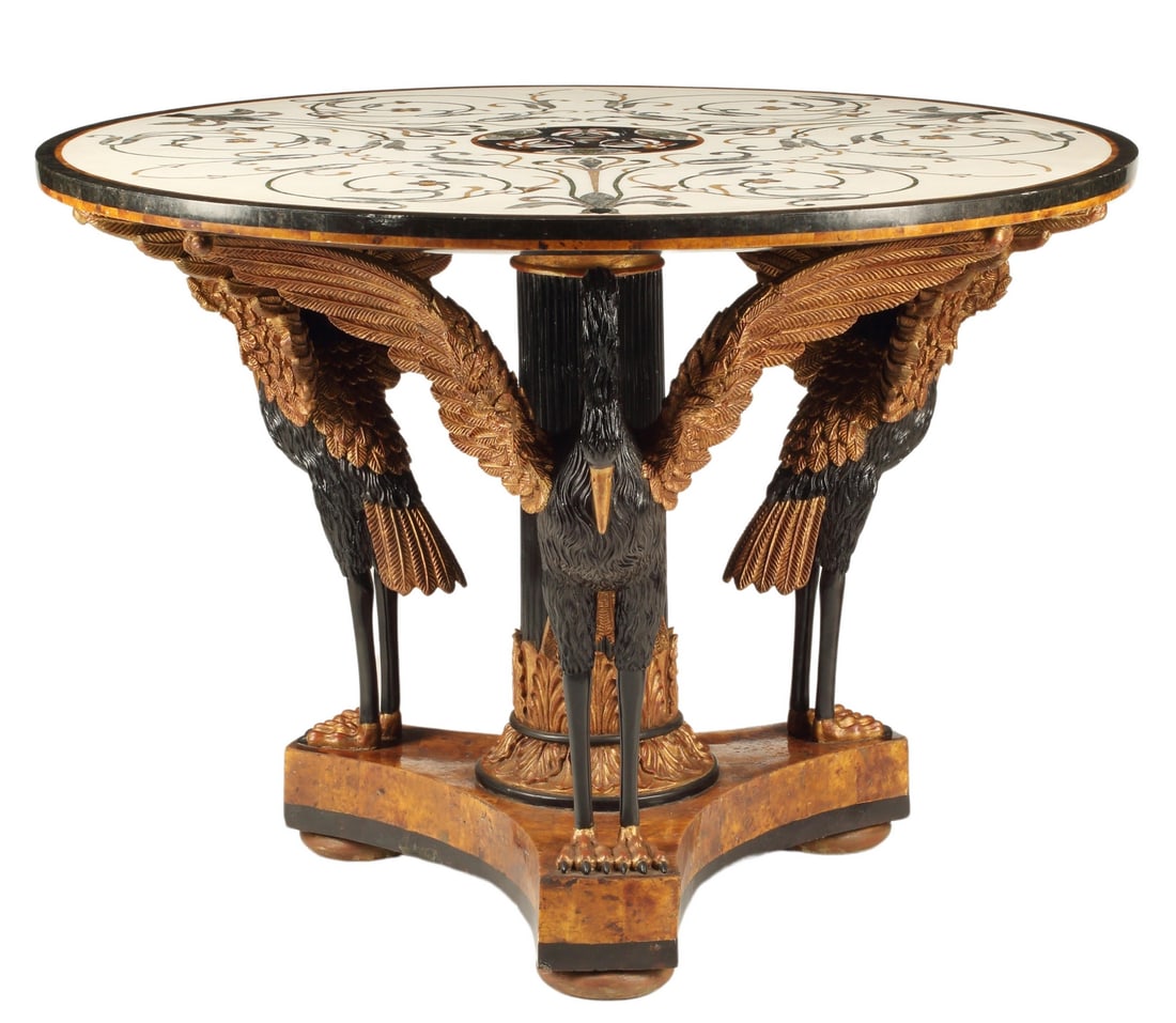 ITALIANATE PIETRA DURA CENTER TABLE WITH BIRD BASE (1 of 4)