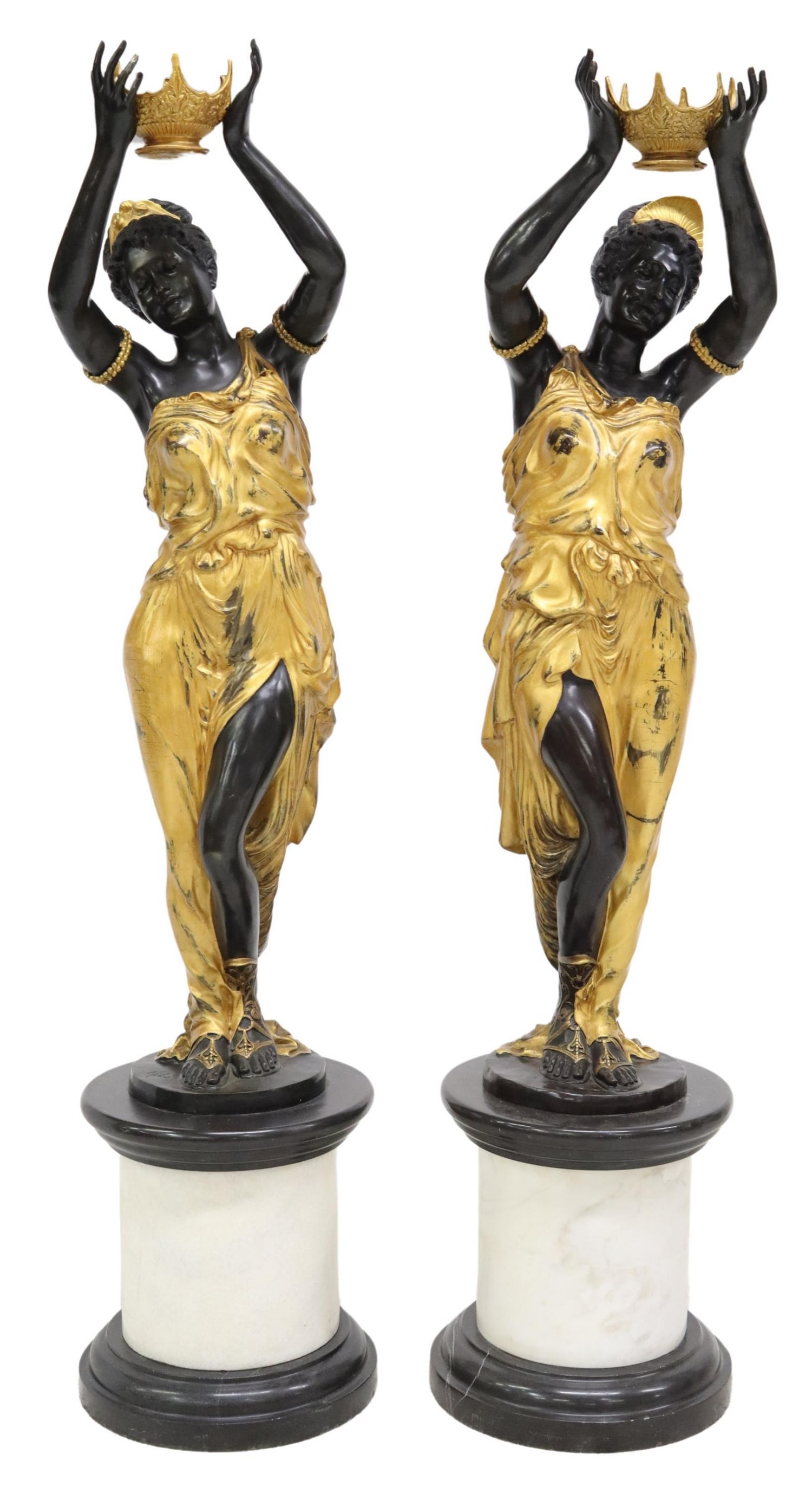 2) LARGE PAINTED BRONZE CLASSICAL MAIDENS, 67"H (1 of 4)