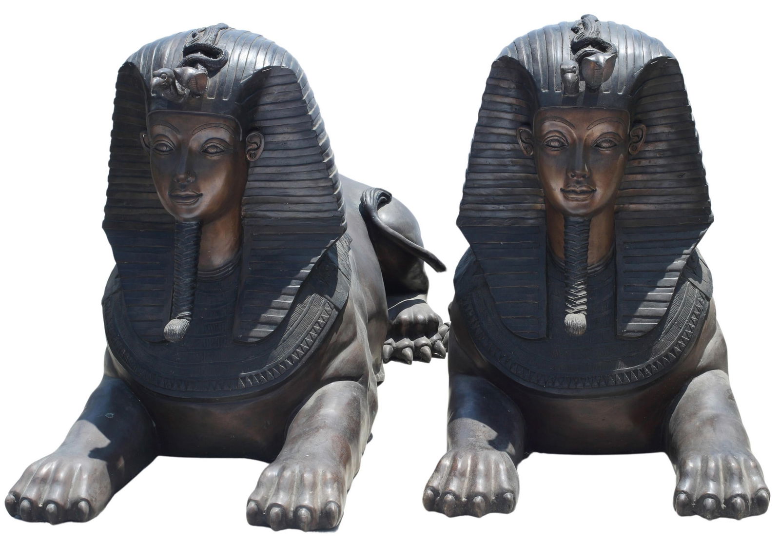 (2) LARGE PATINATED BRONZE SPHINX SCULPTURES (1 of 3)